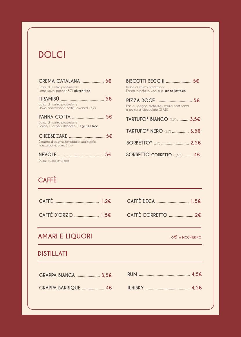 Menu di Ristorante La Bottaia dè Roveri 