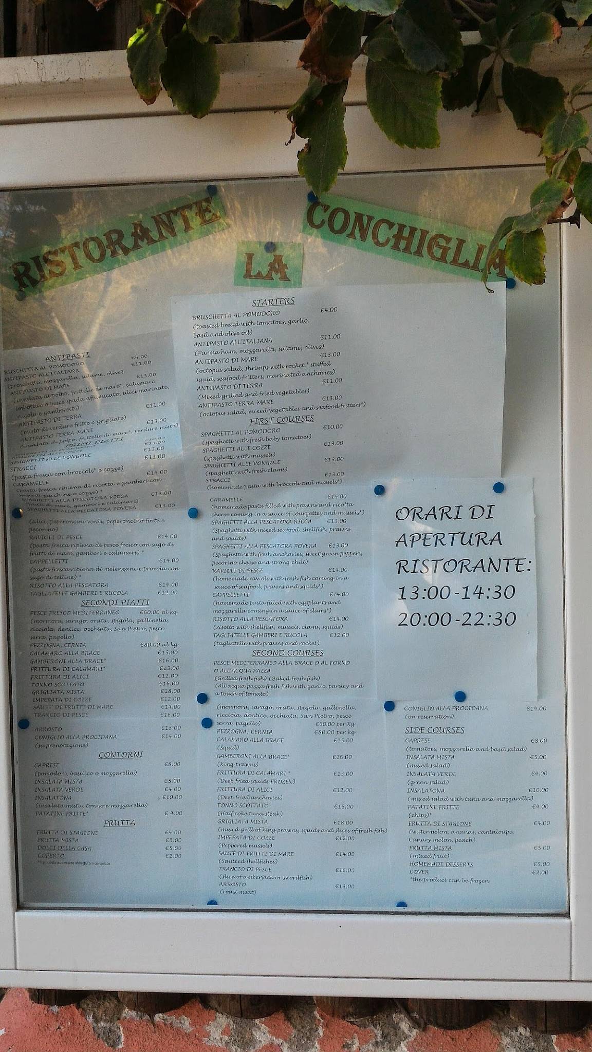 Menu di Ristorante La Conchiglia da Tonino 