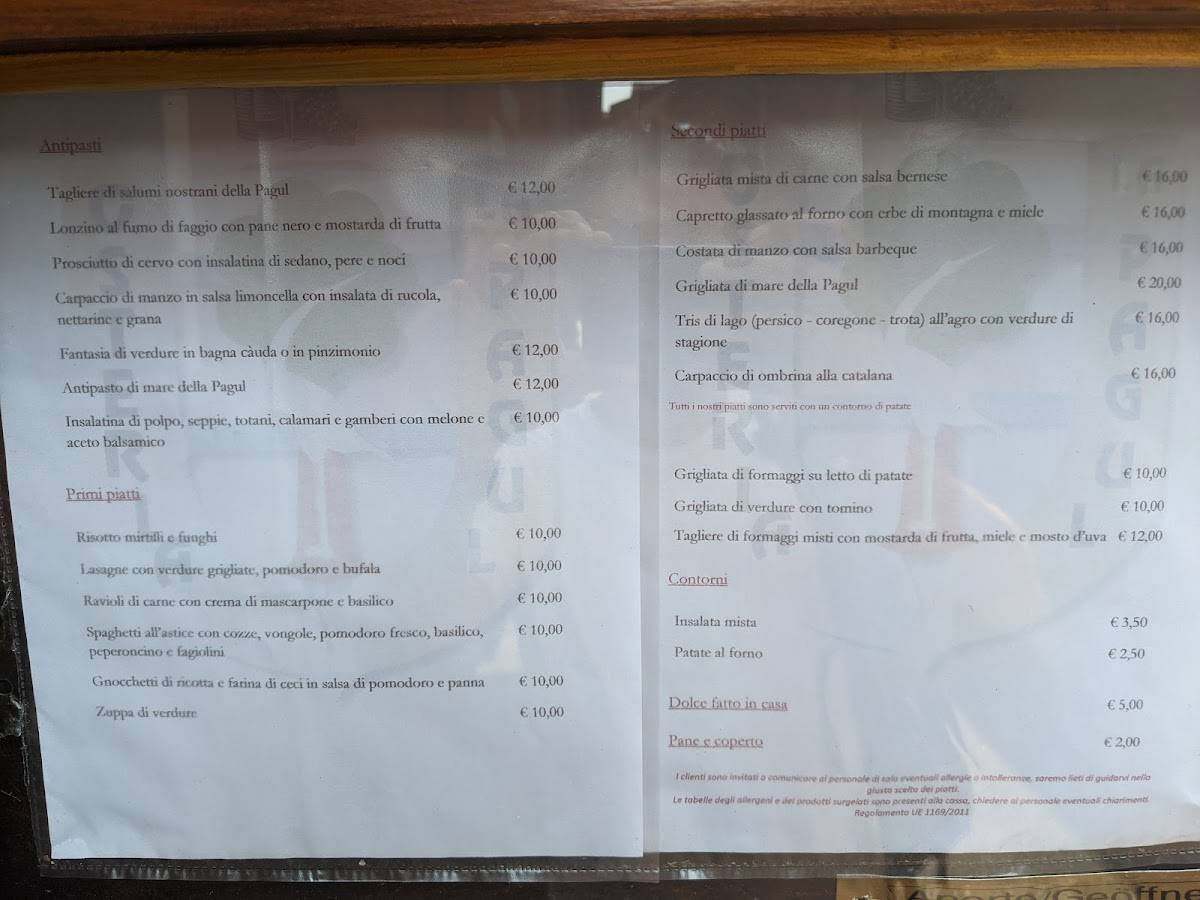 Menu di Ristorante La Pagul 