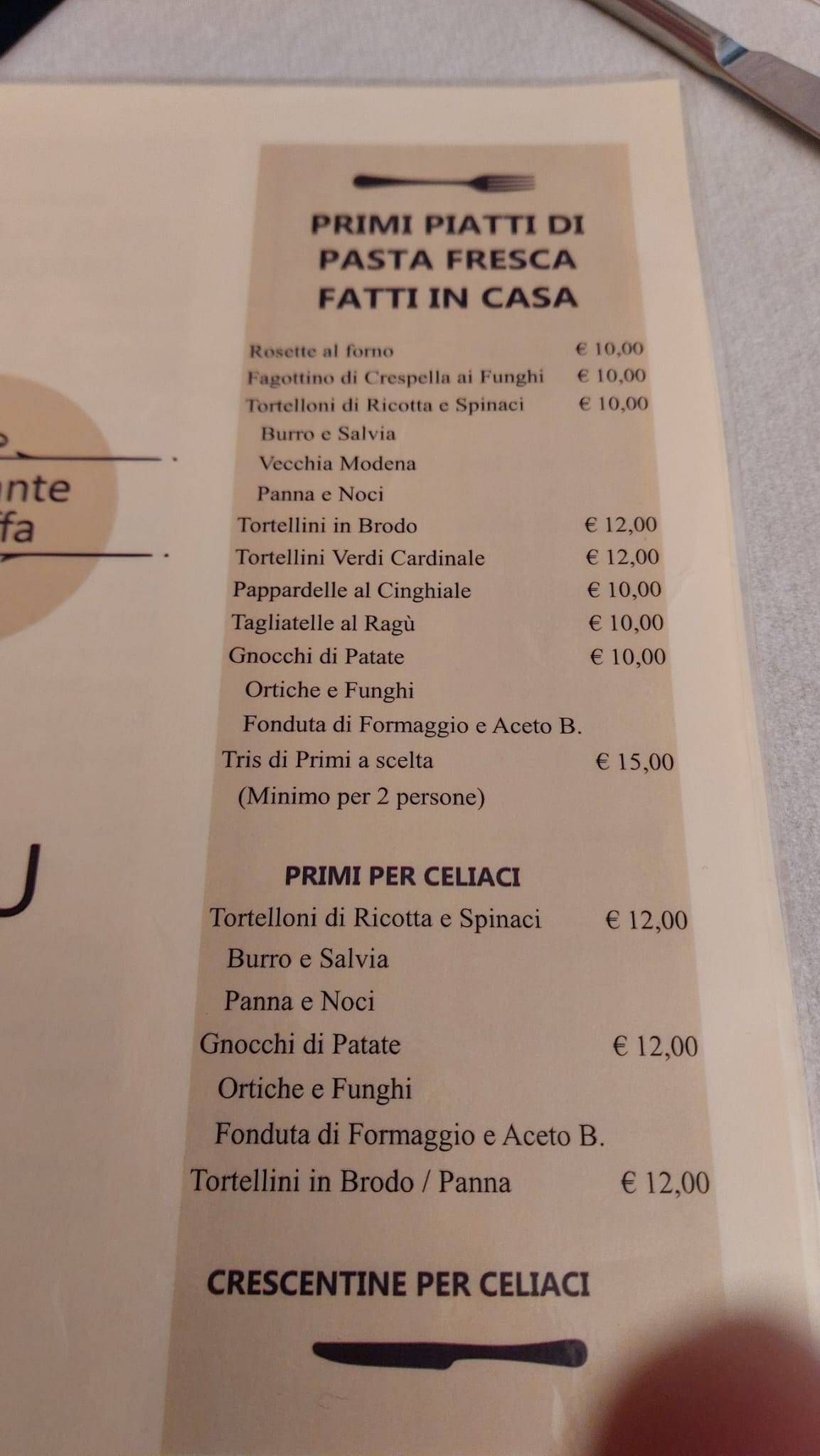 Menu di Ristorante La Staffa 