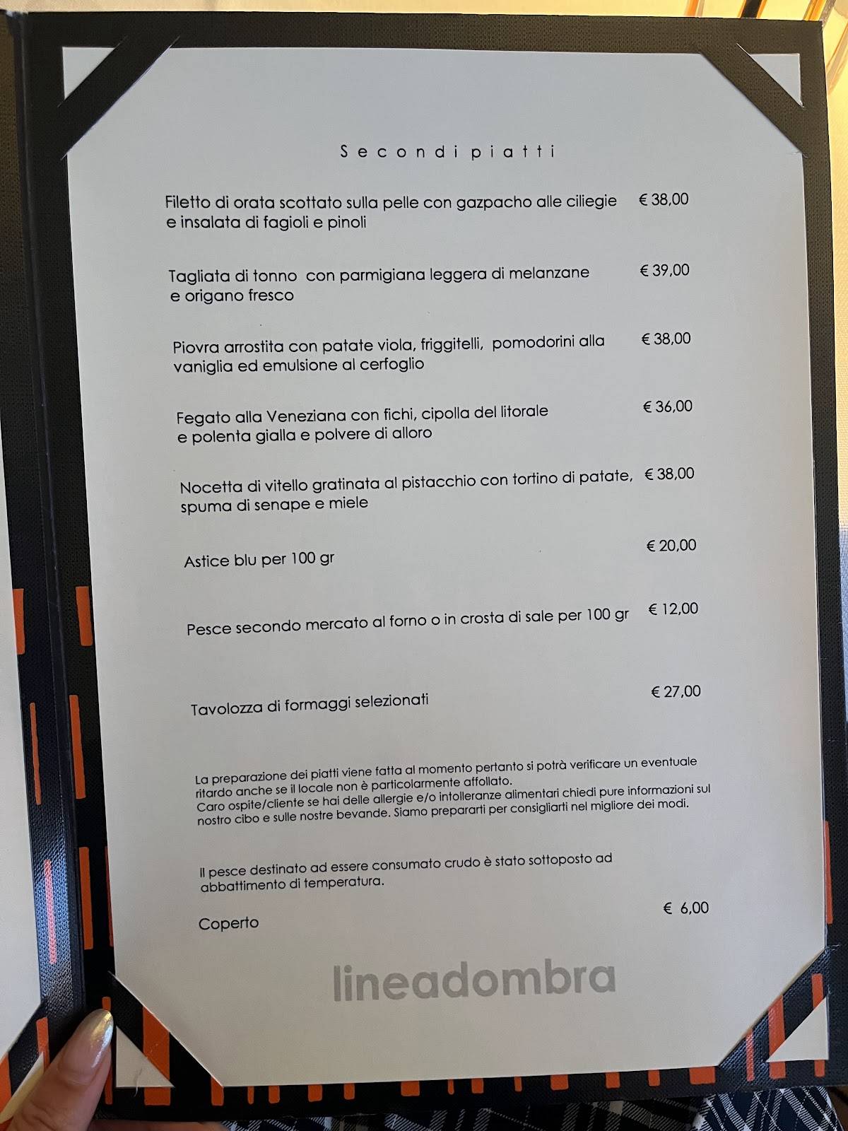 Menu di Ristorante Lineadombra 