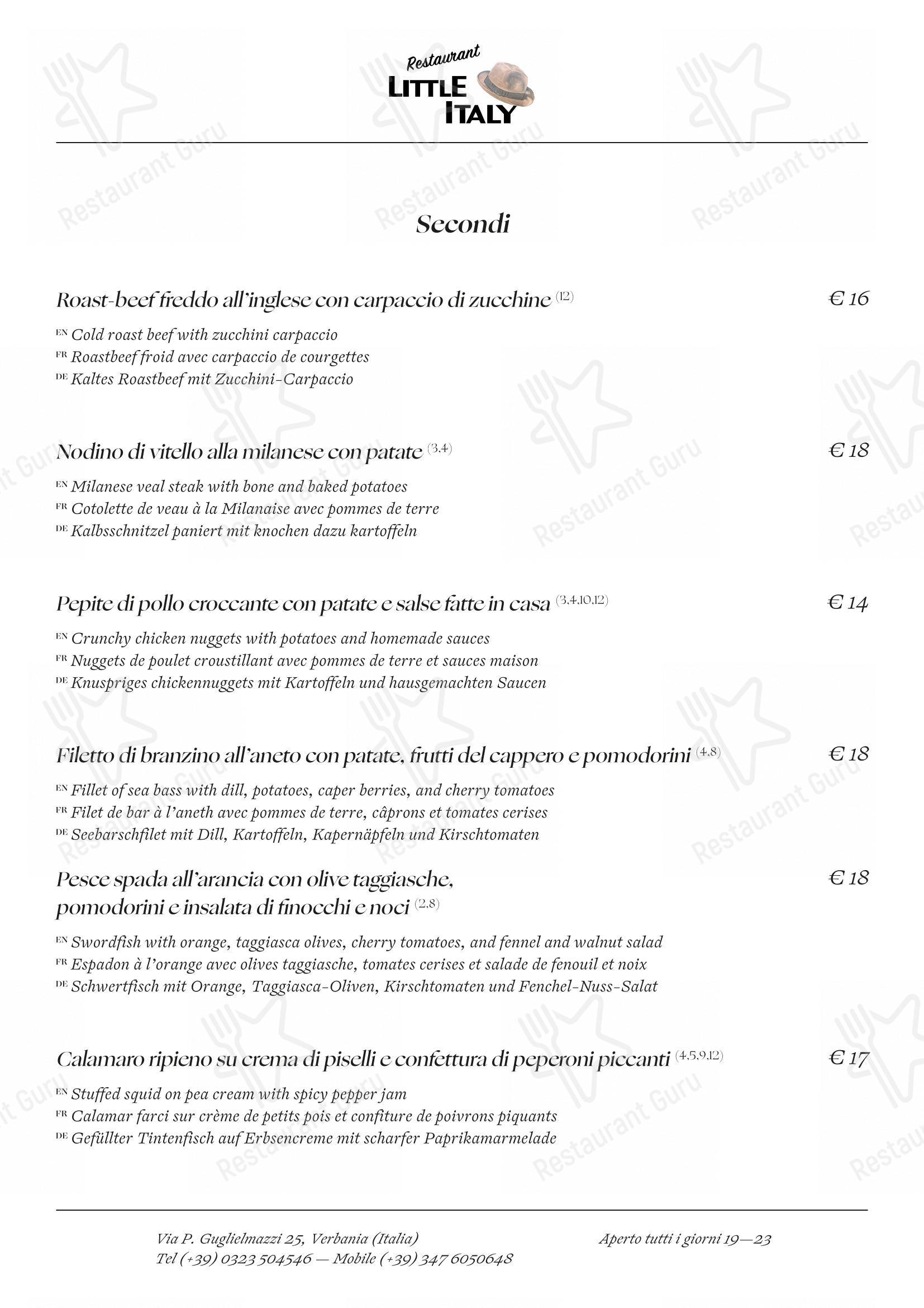 Ristorante Little Italy dans Verbania - Menu