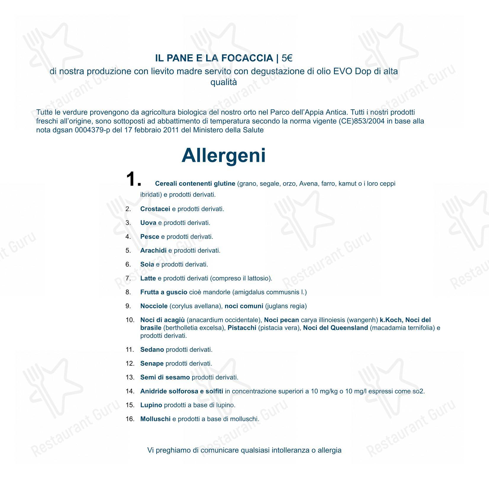 Menu per Ristorante Livello1 in Roma