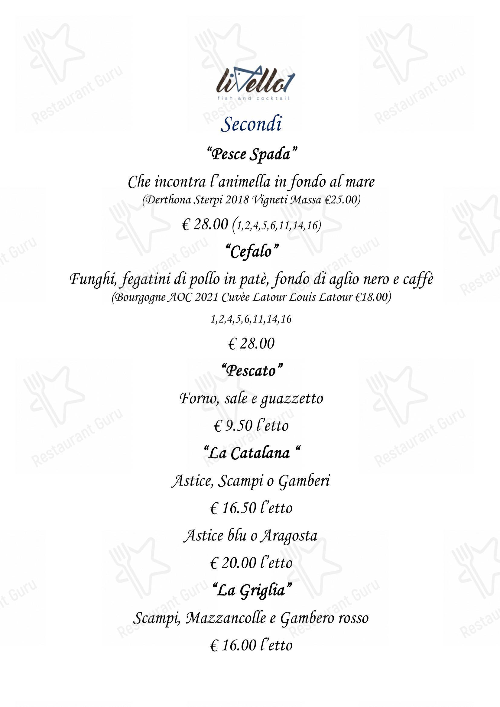 菜单 per Ristorante Livello1 in Roma