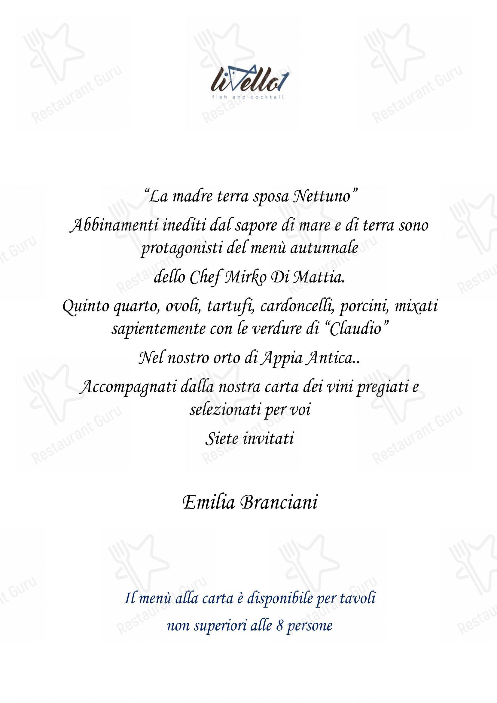 菜单 per Ristorante Livello1 in Roma