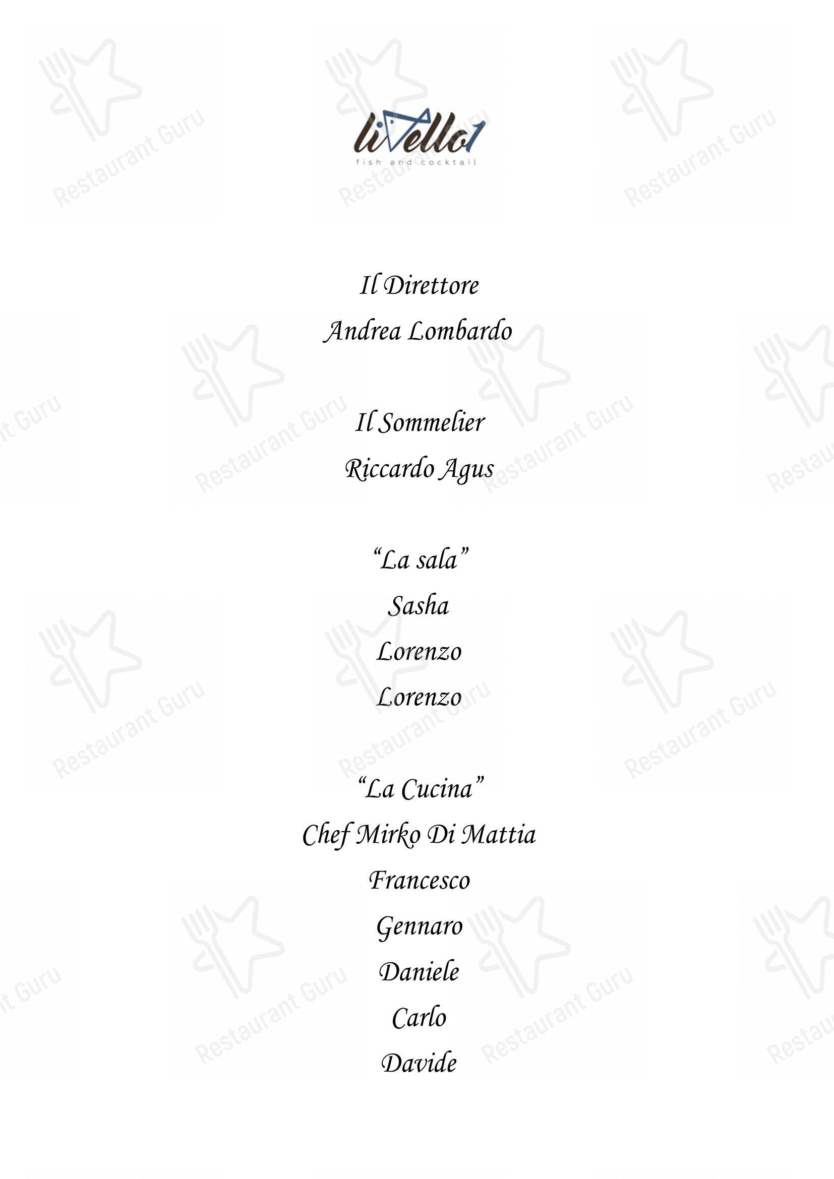 菜单 per Ristorante Livello1 pub & bar