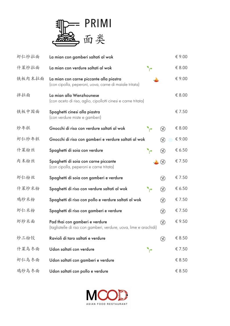 Menu di Ristorante Mood 