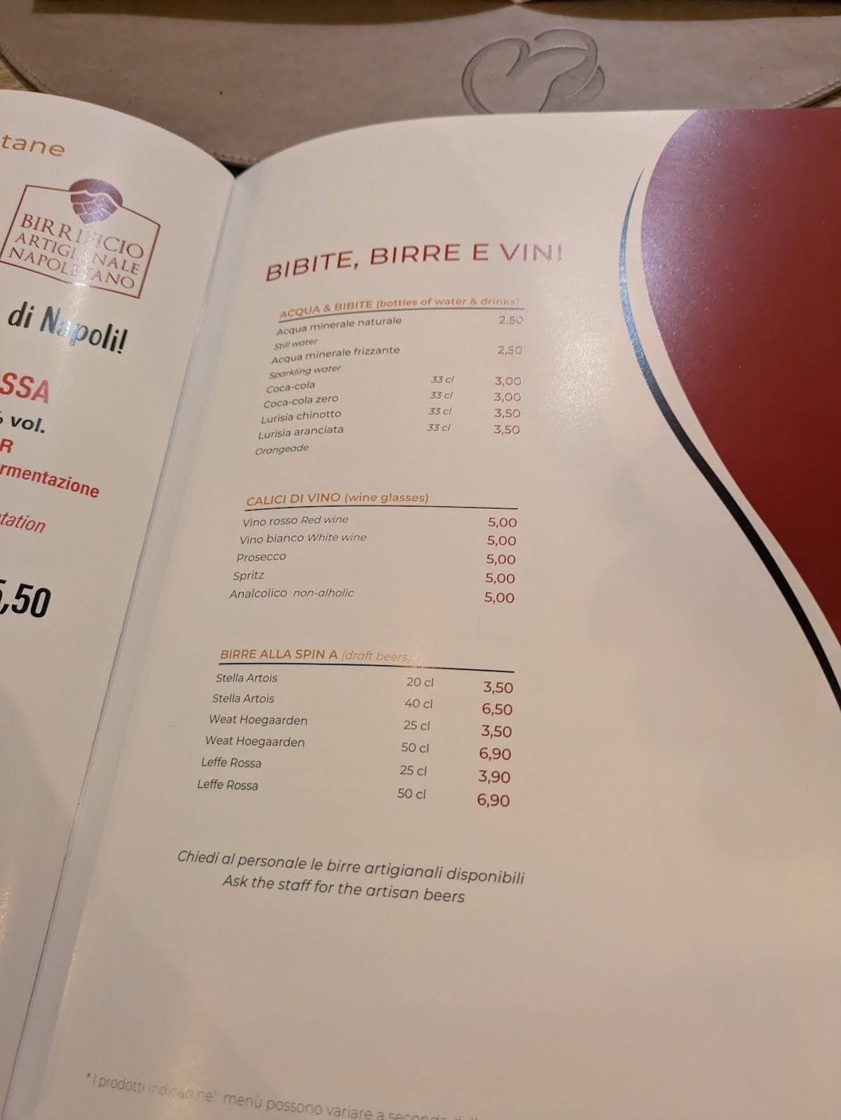 Menu di Ristorante Napoli Centrale 