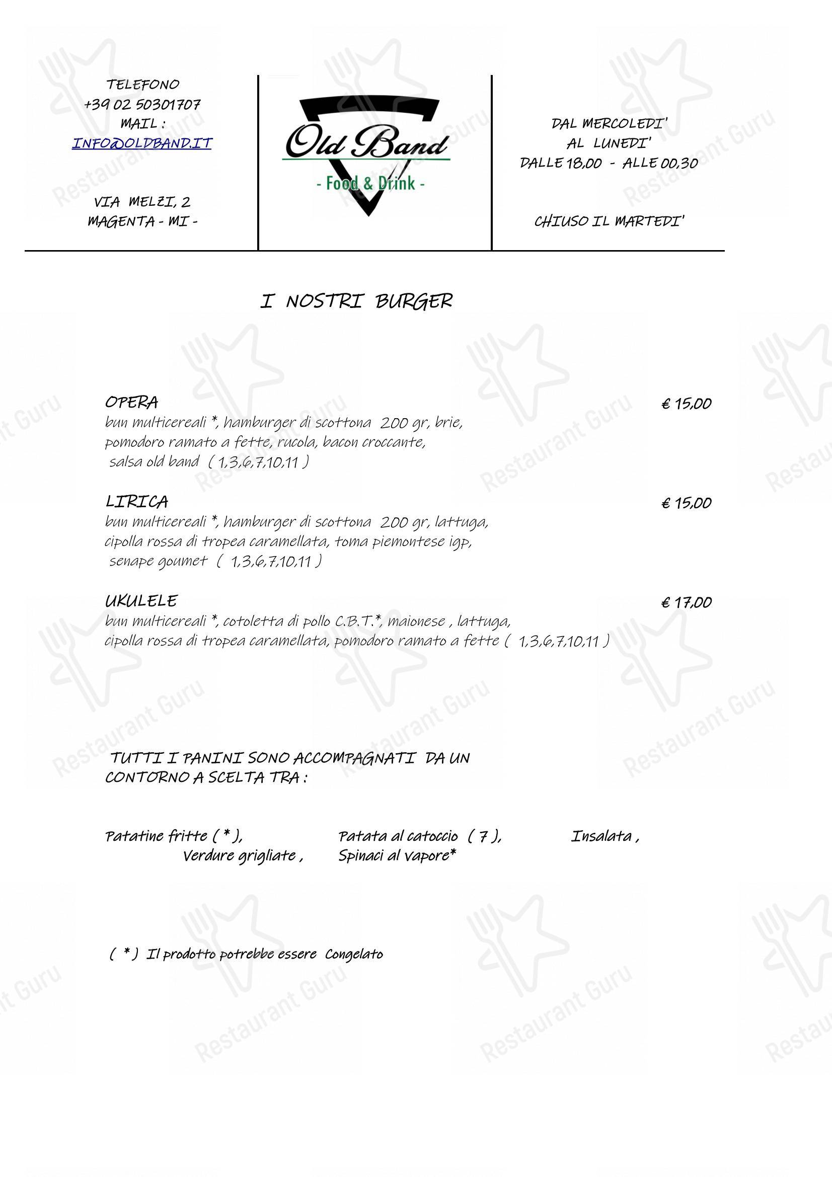 Menu di Ristorante Old Band - Menu