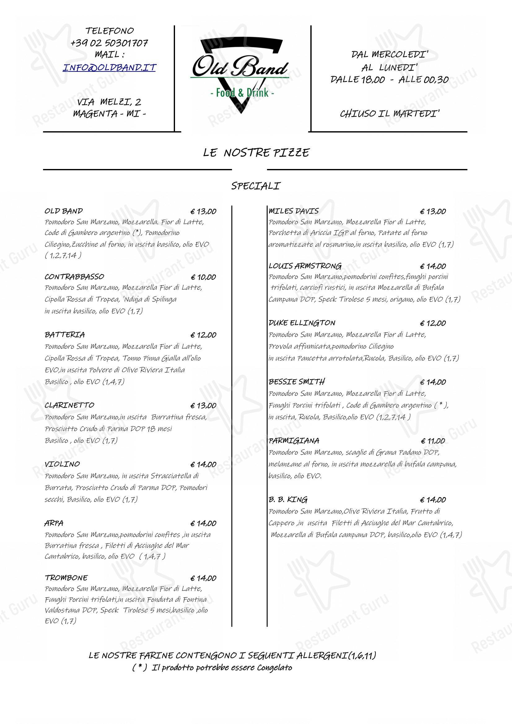 Menu di Ristorante Old Band - Menu