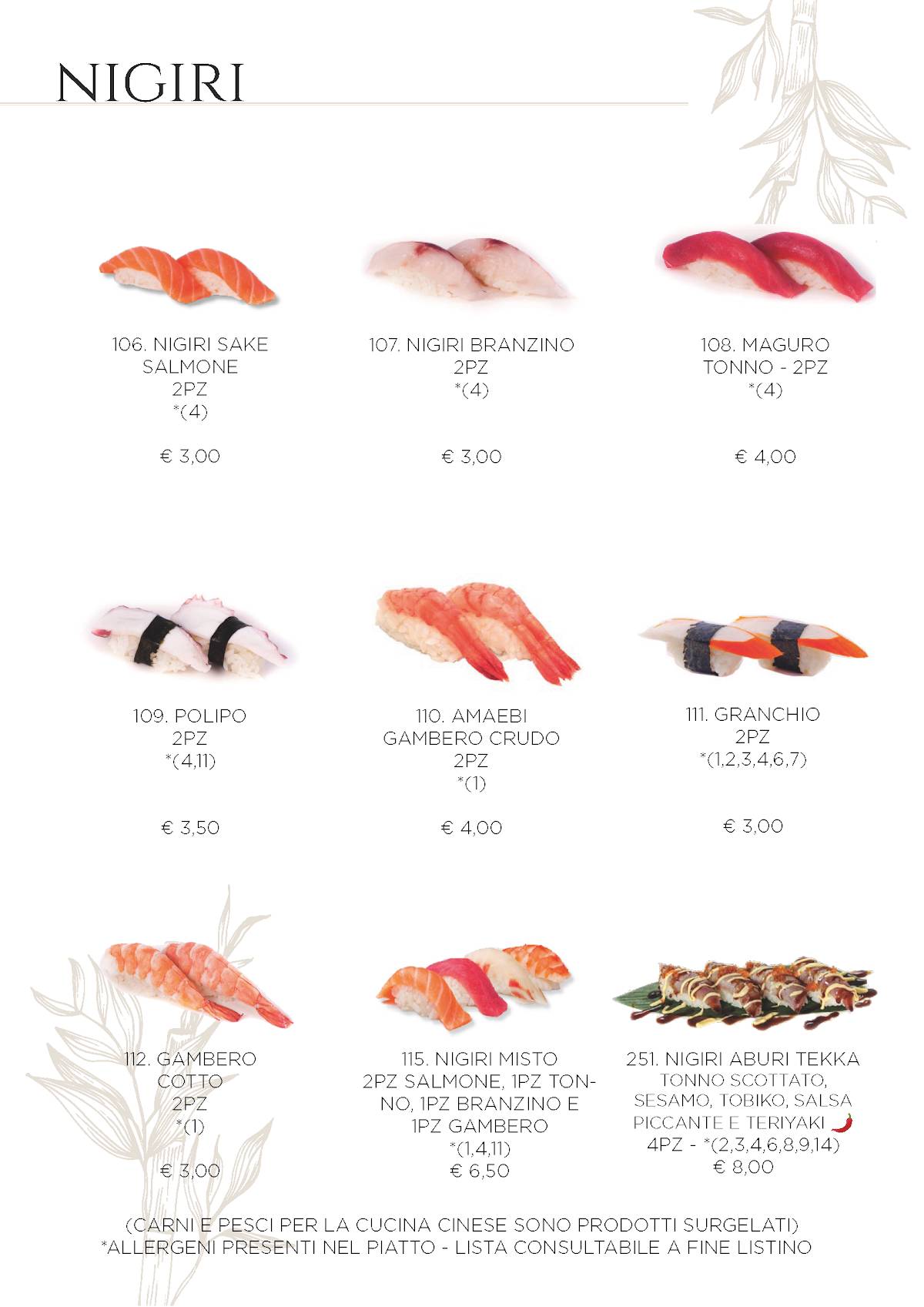 Menu di Ristorante Orientale Huan 