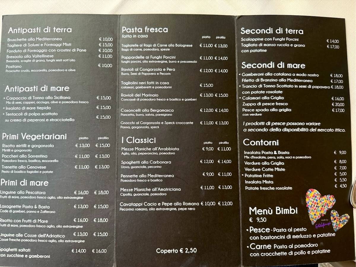 Menu di Ristorante Pasta e Basta 