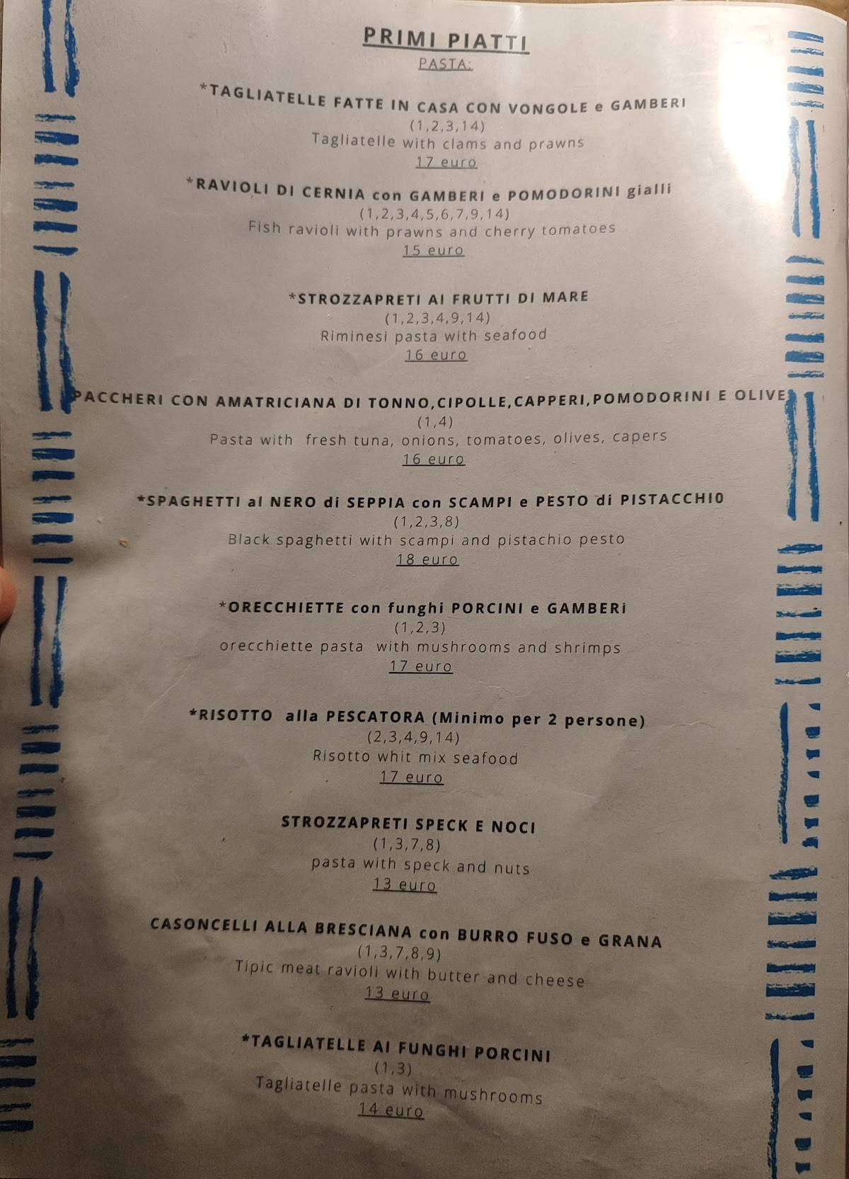 Menu di Ristorante Piccola Plasa