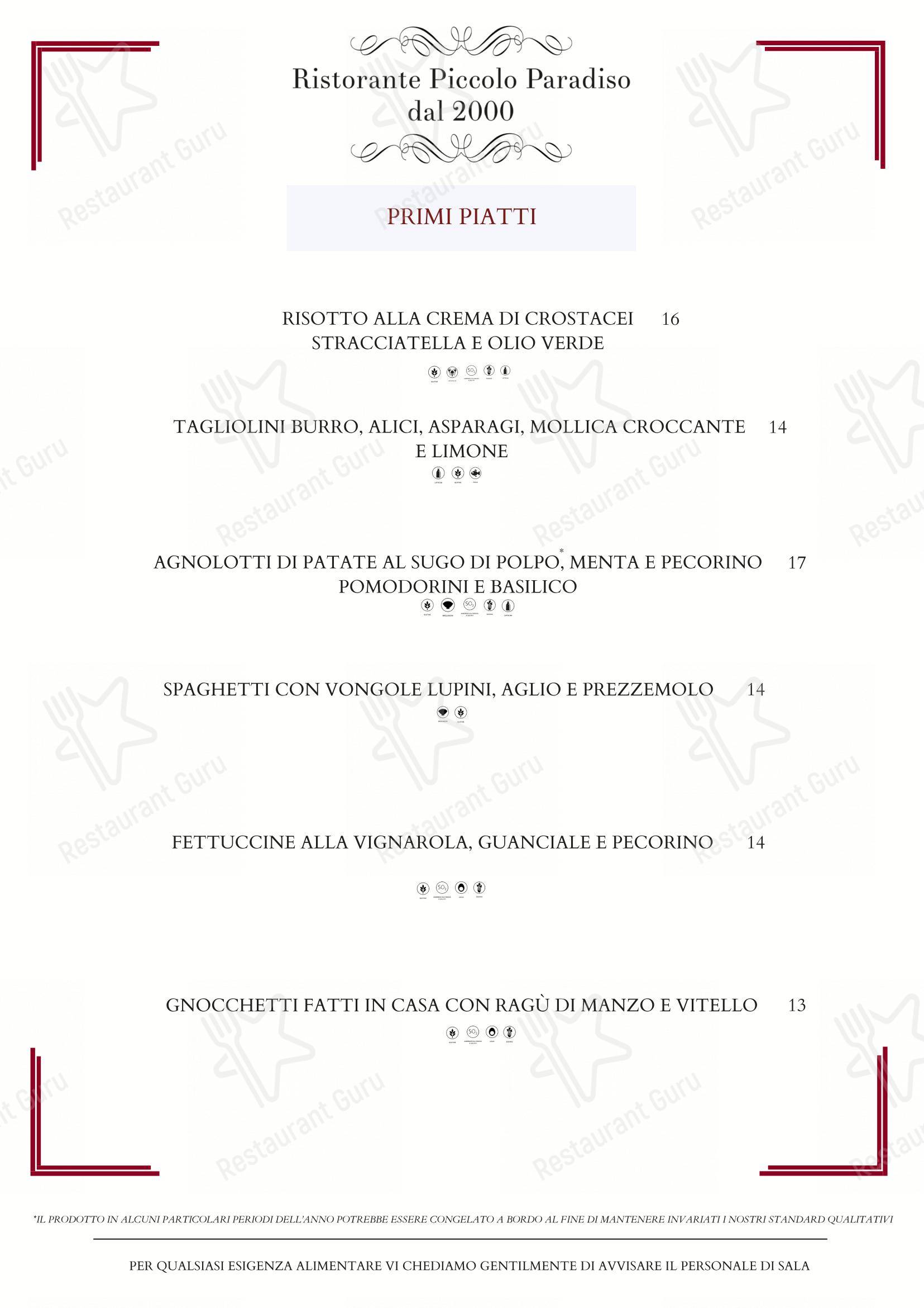 Ristorante Piccolo Paradiso Roma (Casalotti) in Roma - Menu bar