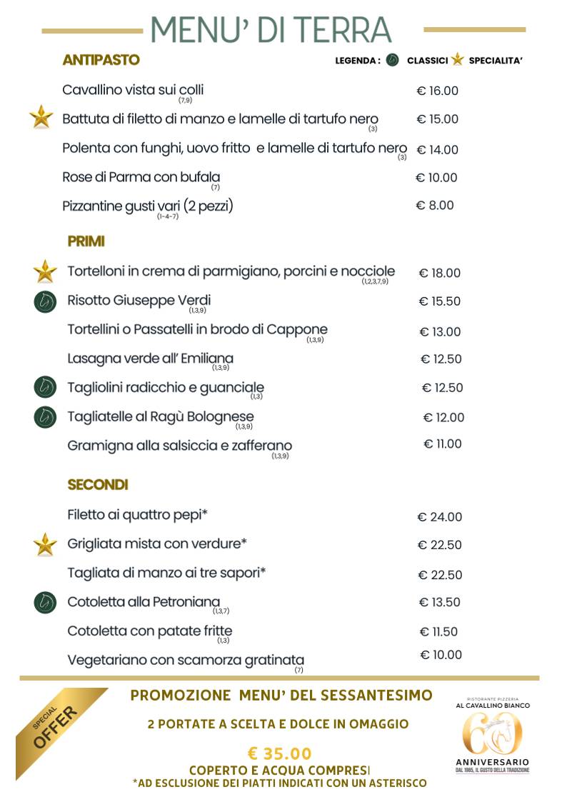 Menu di Ristorante Pizzeria AL Cavallino Bianco 