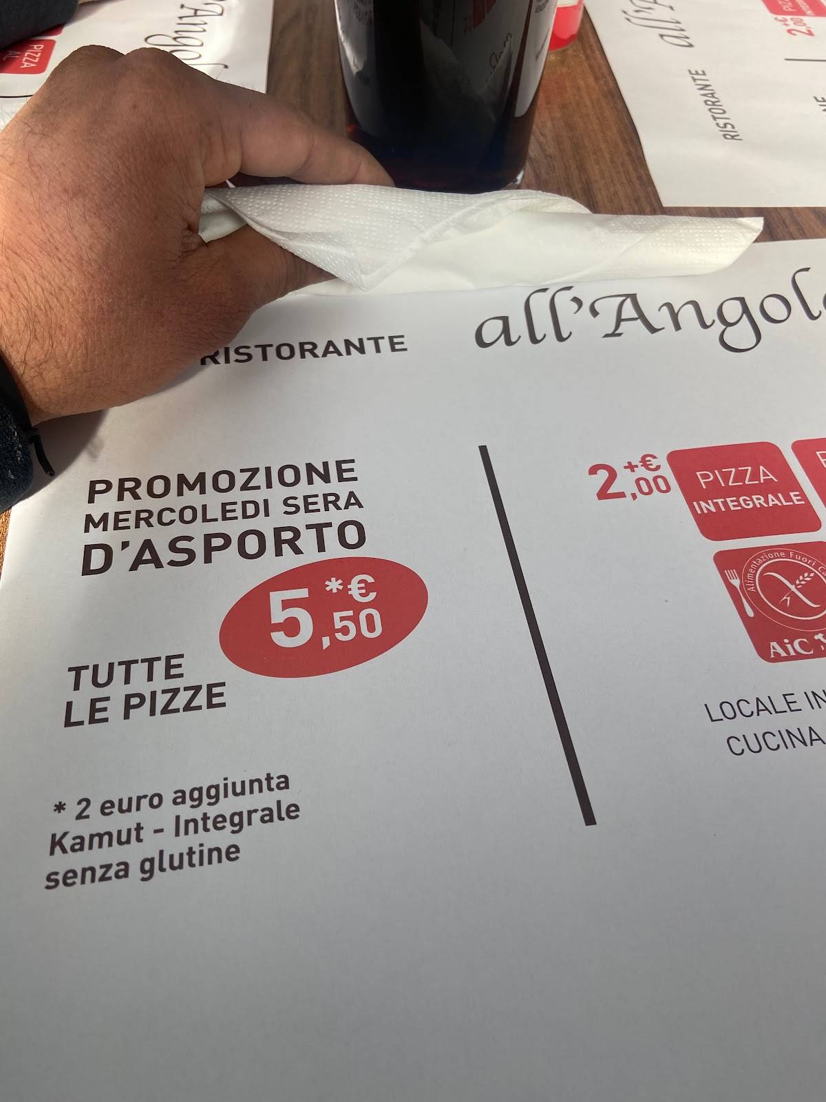 Menu di Ristorante Pizzeria All'Angolo GRASSOBBIO 