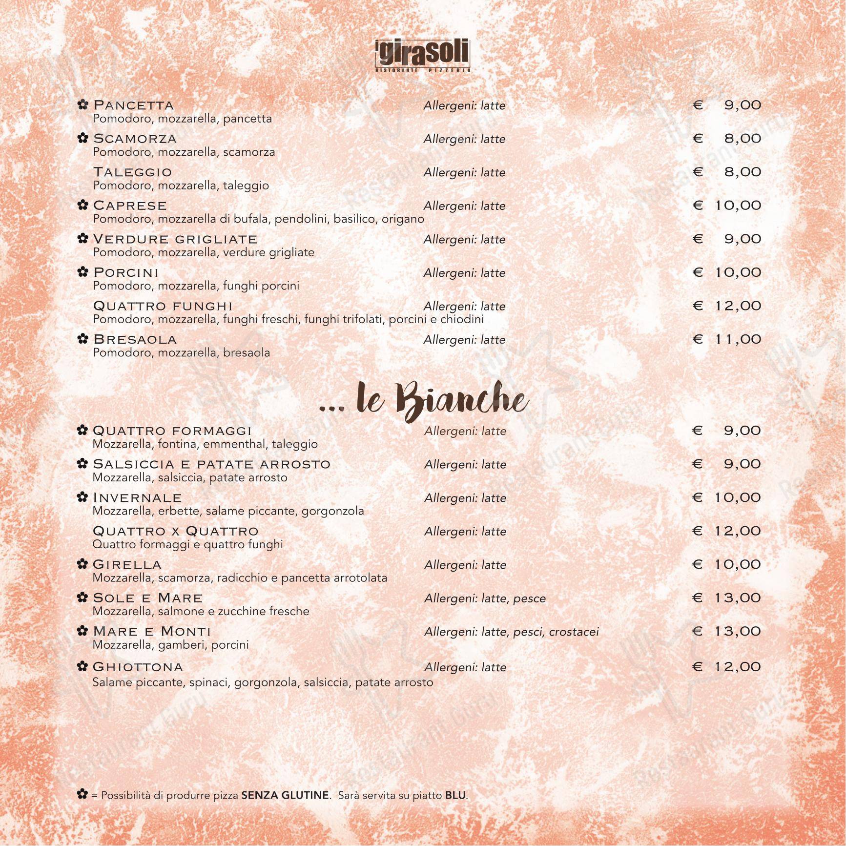 Menu di Ristorante Pizzeria I Girasoli - Коктейльная карта