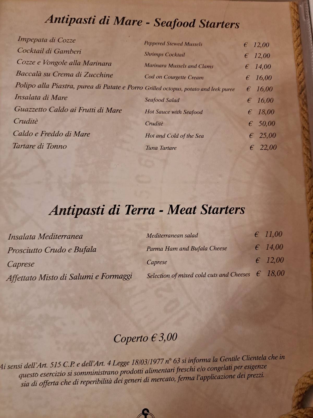 Menu di Ristorante Pizzeria Il Galeone 