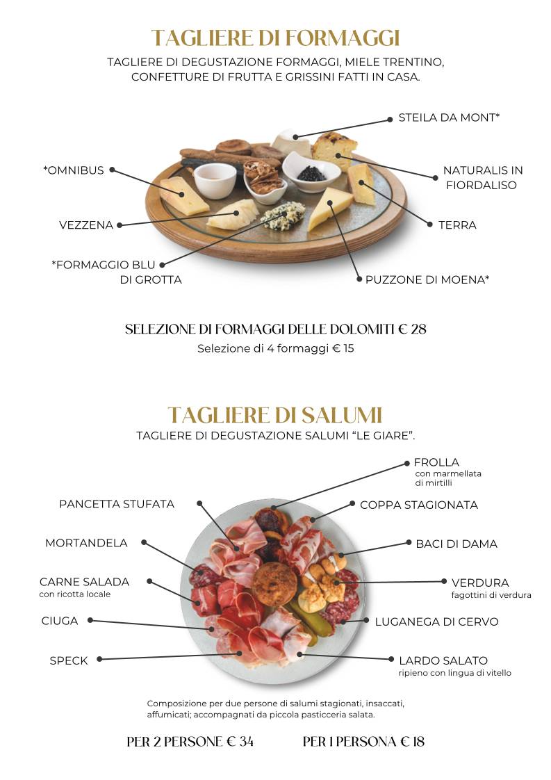 Menu de Ristorante Pizzeria Le Giare