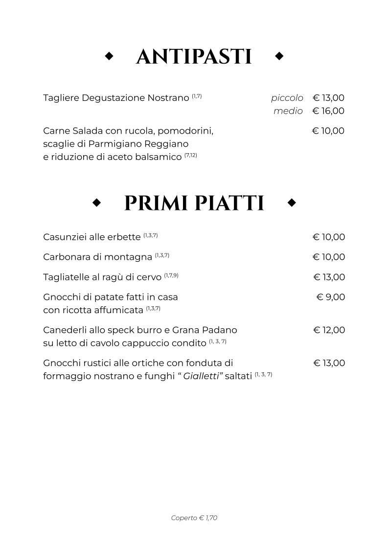 Menu di Ristorante Pizzeria Livia 