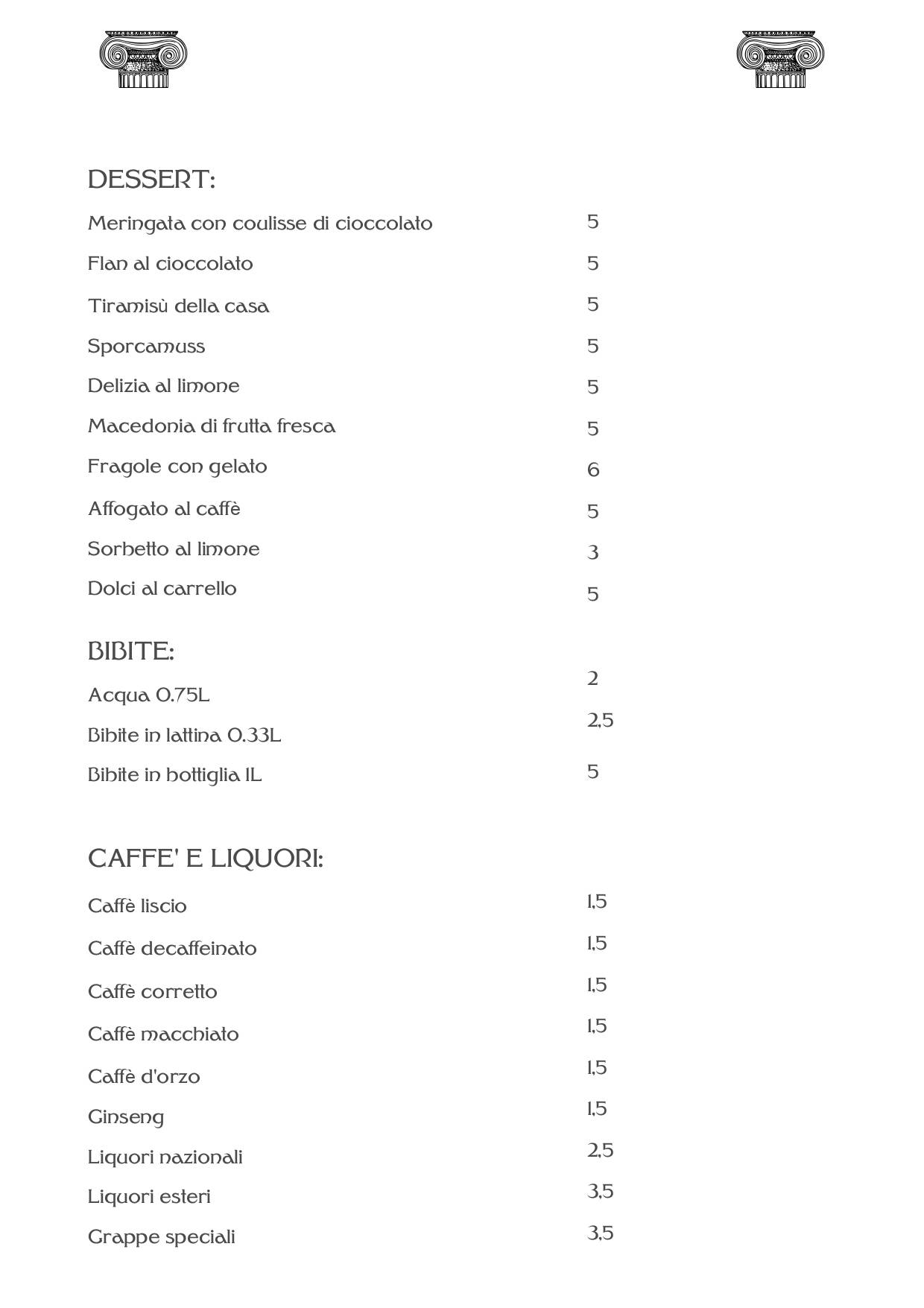 Menu di Ristorante Pizzeria Nettuno - Comun Nuovo - Bergamo 