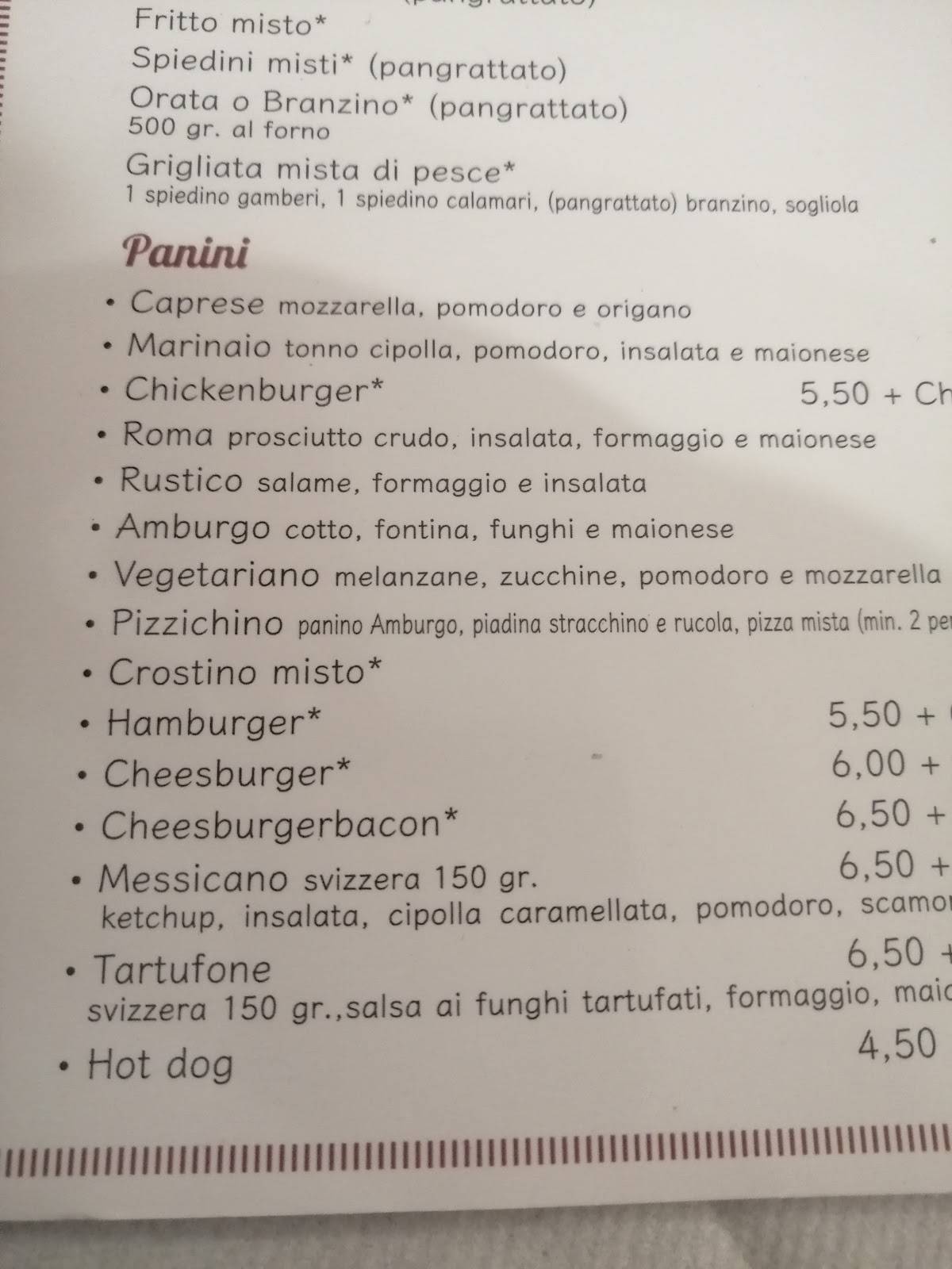 Menu di Ristorante Pizzeria Notte E Dì 