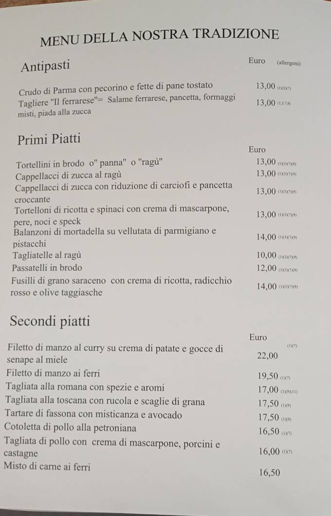 Menu di Ristorante Pizzeria Palladio 