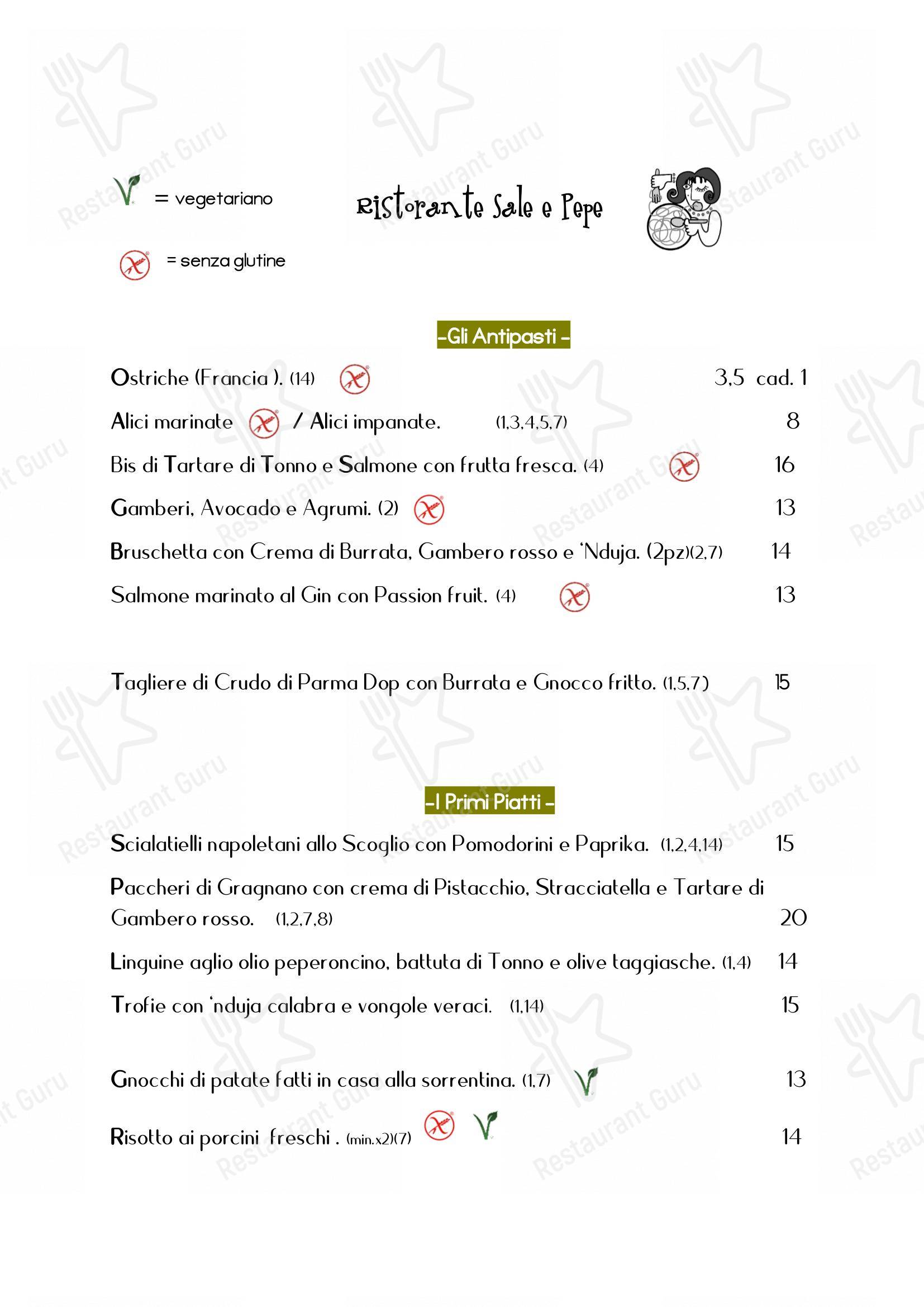 Menu da Ristorante Pizzeria Sale E Pepe, Villasanta