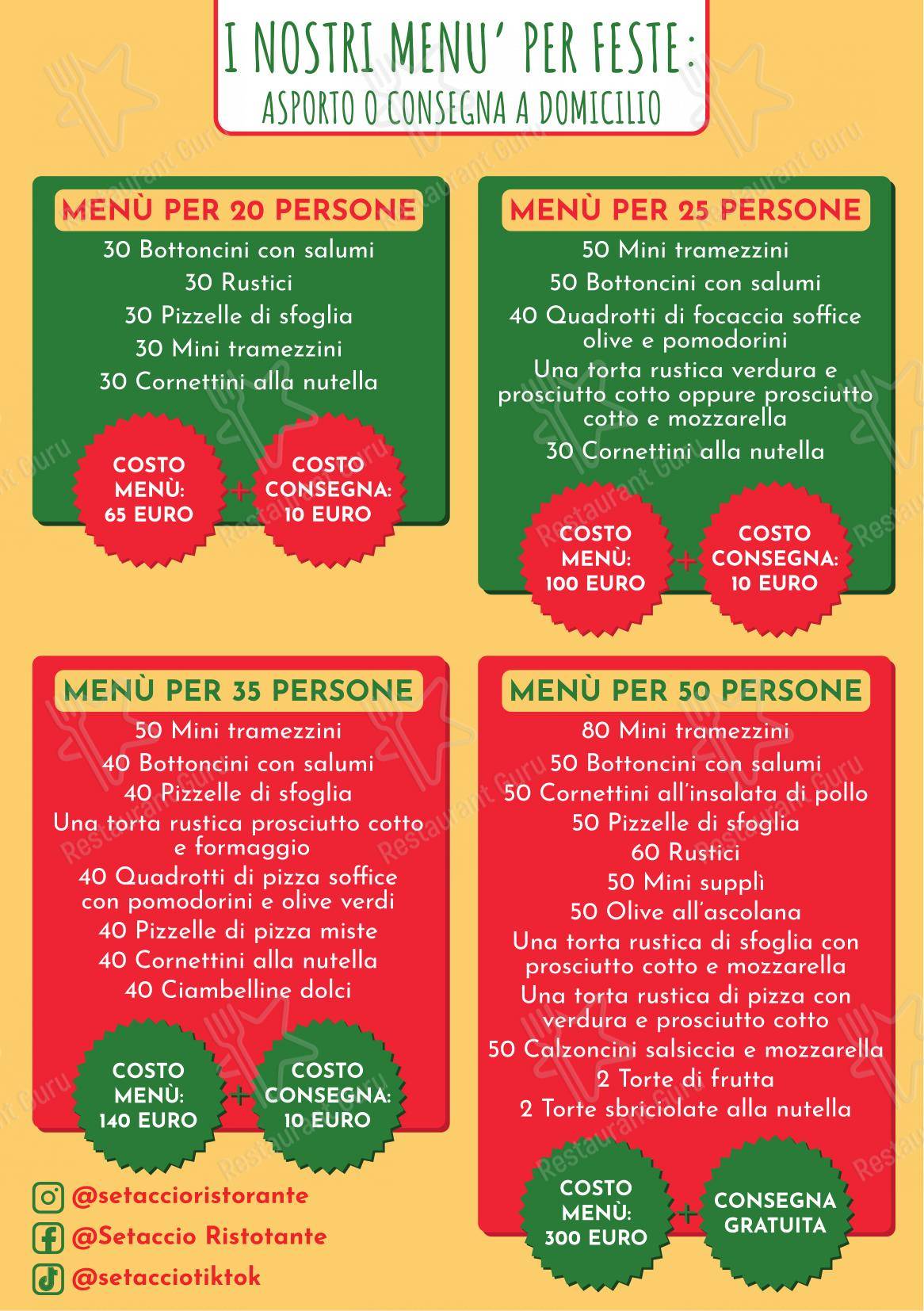 Pizzeria Ristorante Setaccio in Monterotondo - Menu