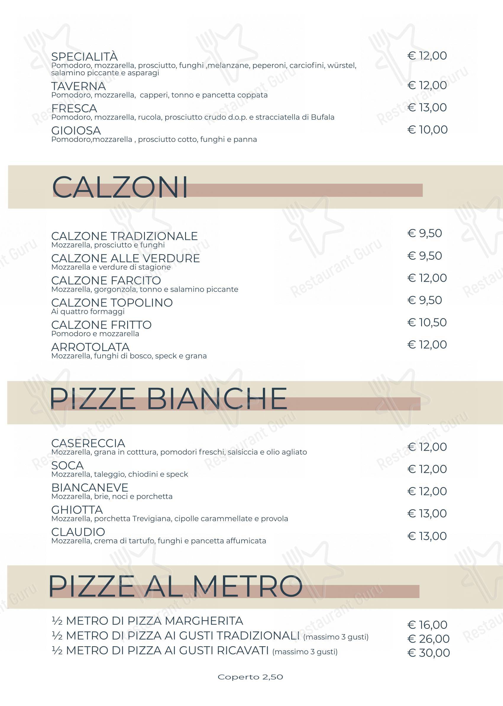 Menu per Ristorante Pizzeria Taverna Brenta “da Ivone” in Mira