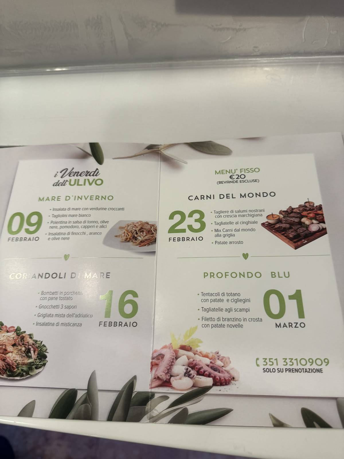 Menu di Ristorante Pizzeria l'Ulivo del Conero 