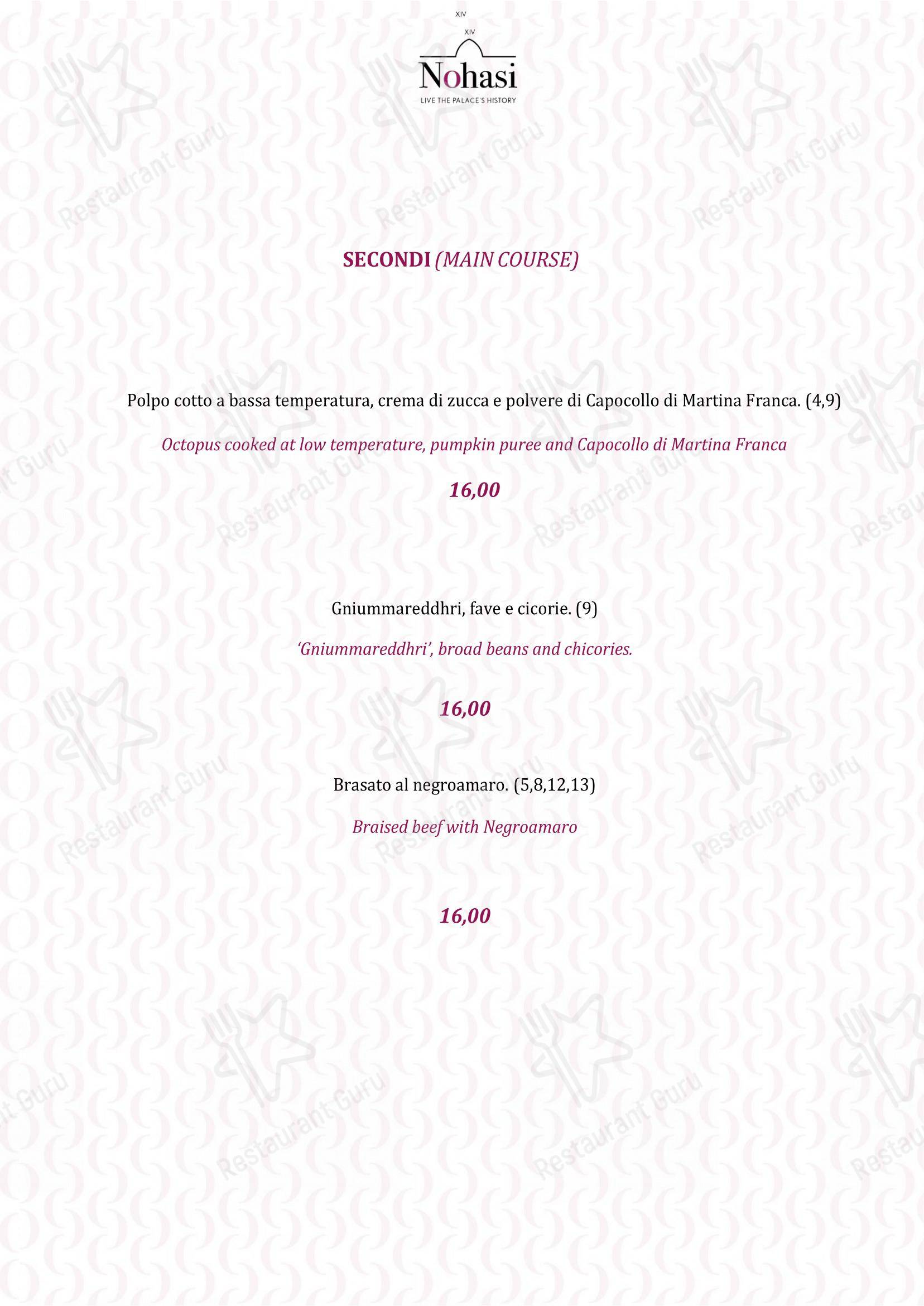 Menu bar pour Ristorante Signoria restaurant
