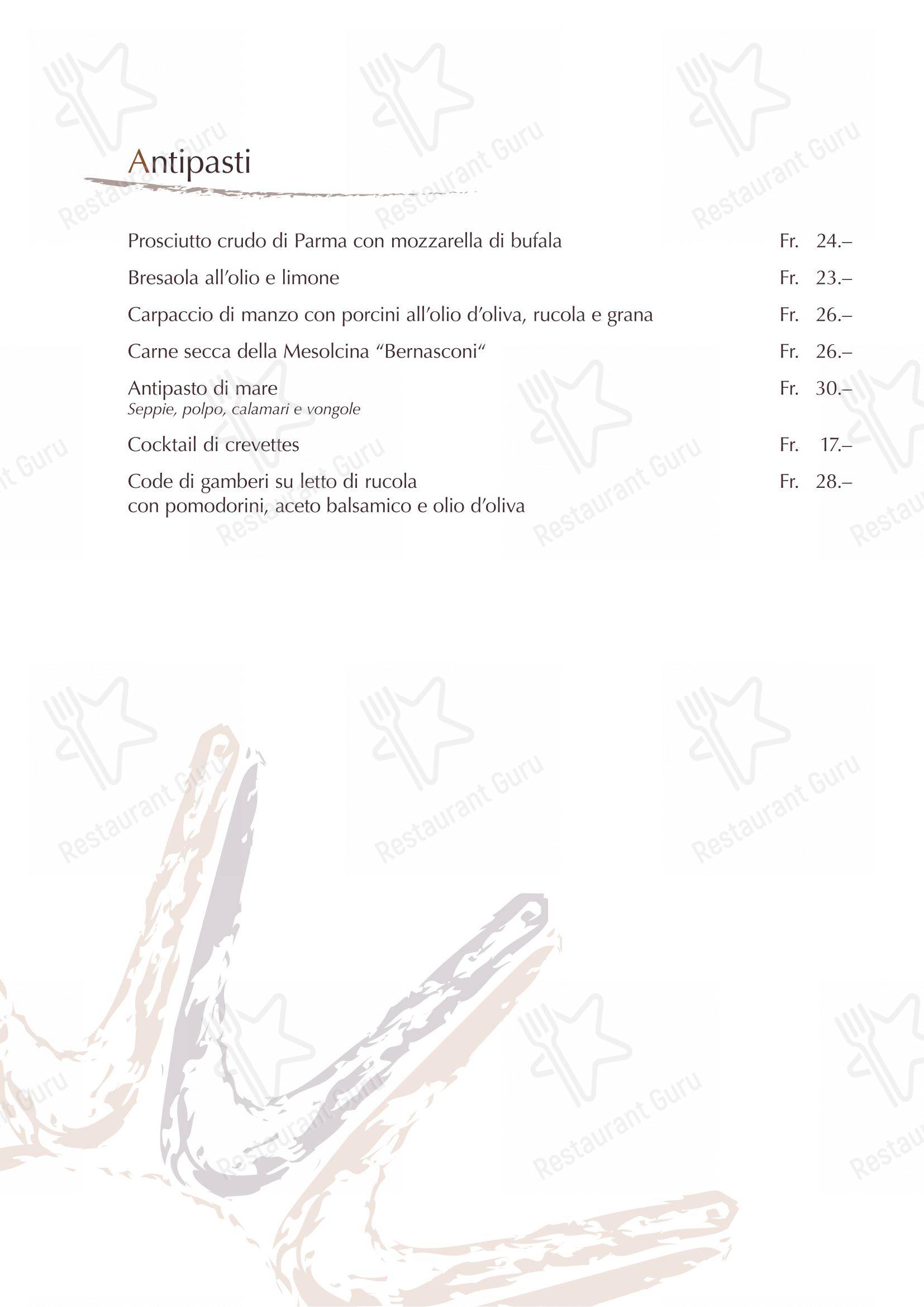 Ristorante Sole dans Giubiasco - Menu bar