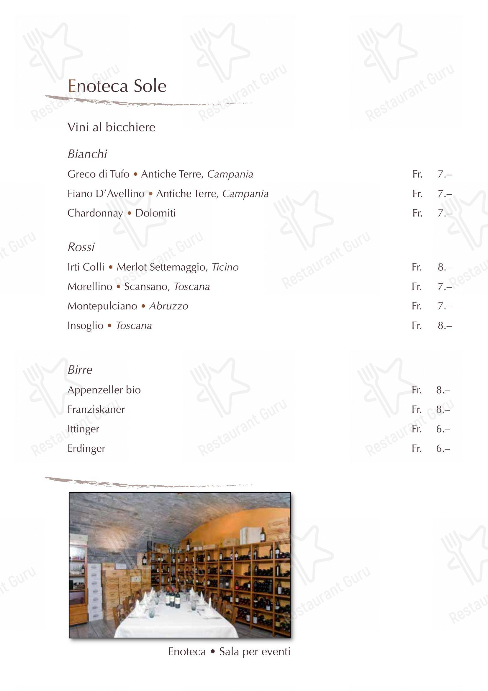 Menu pour Ristorante Sole - Menu bar