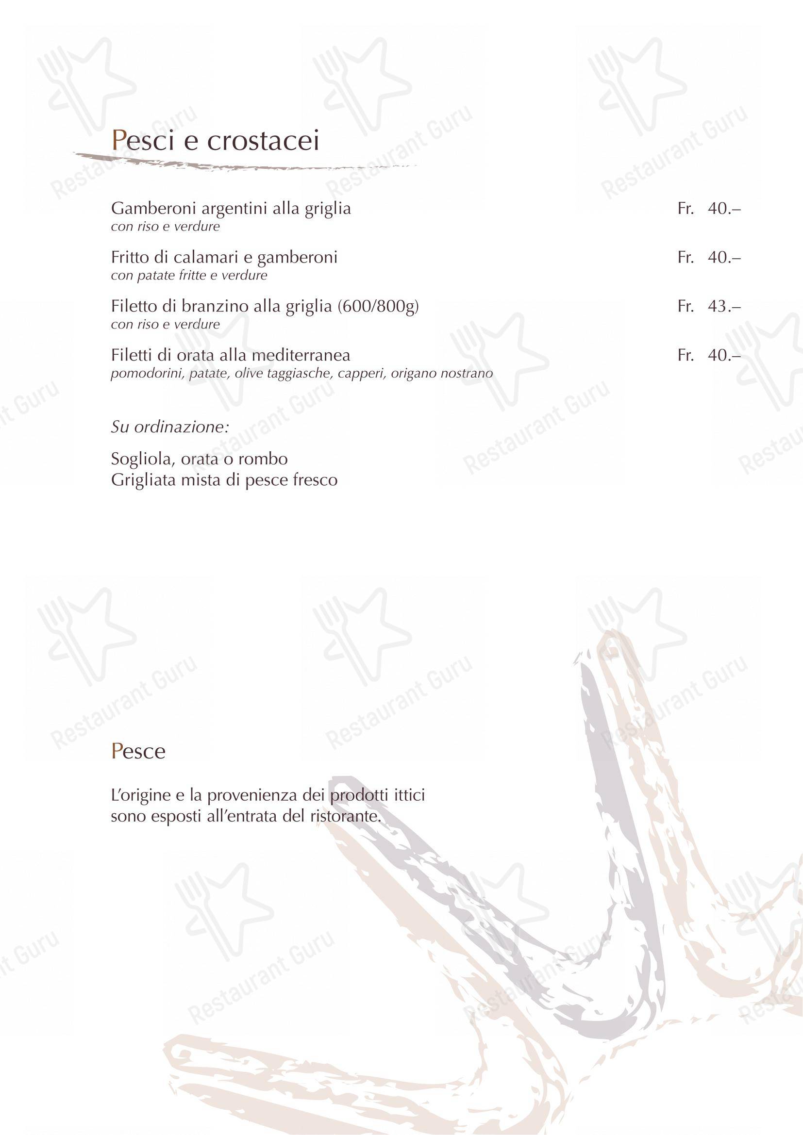 Menu bar pour Ristorante Sole dans Giubiasco