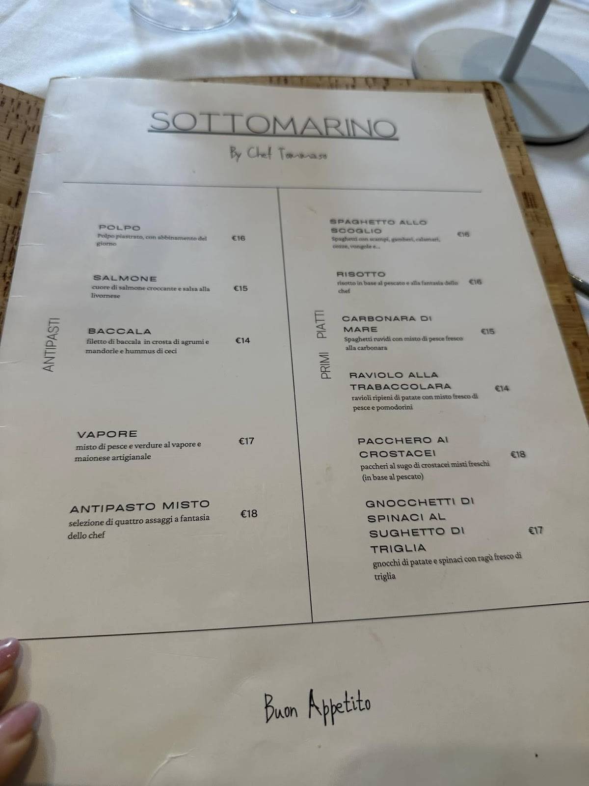 Menu di Ristorante Sottomarino 