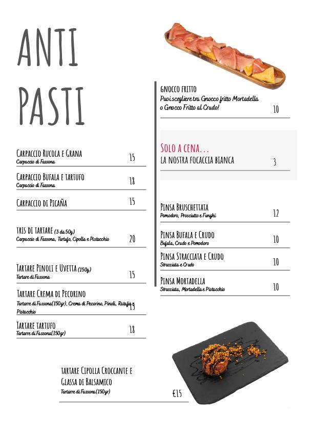 Menu di Ristorante Spapizar 