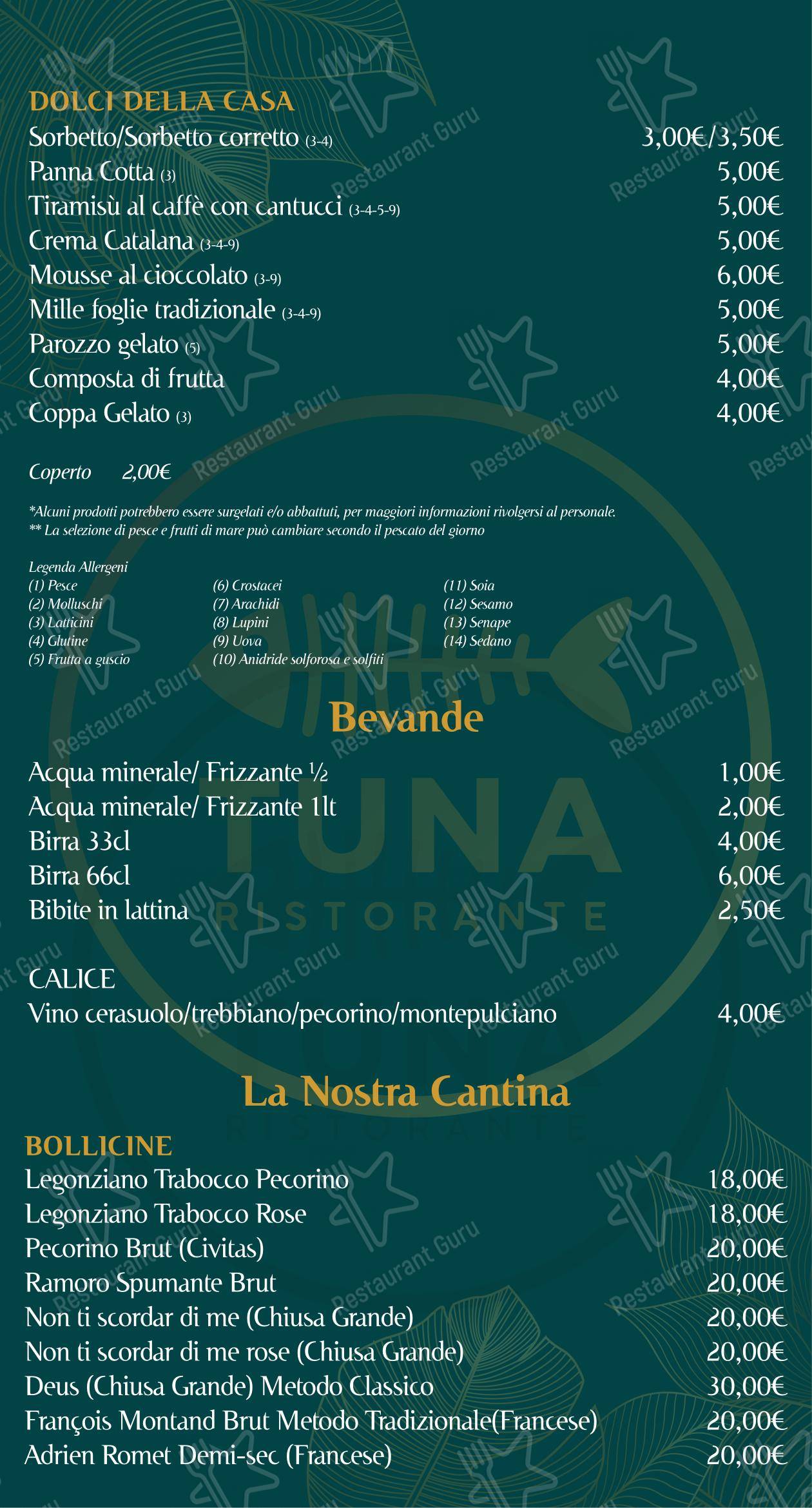 Menu di Ristorante Tuna Chieti - Menu
