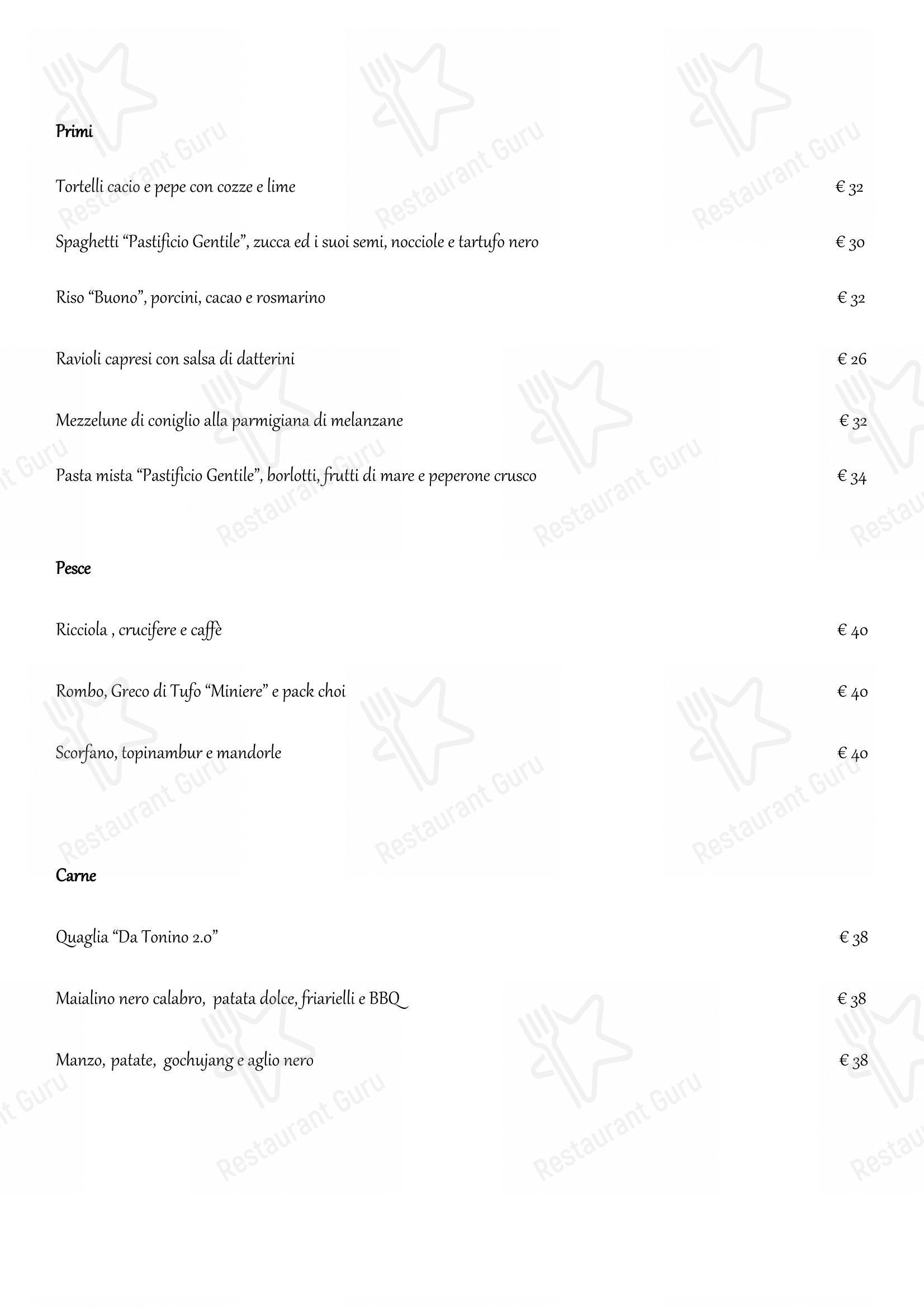 Menu per da tonino pizzeria