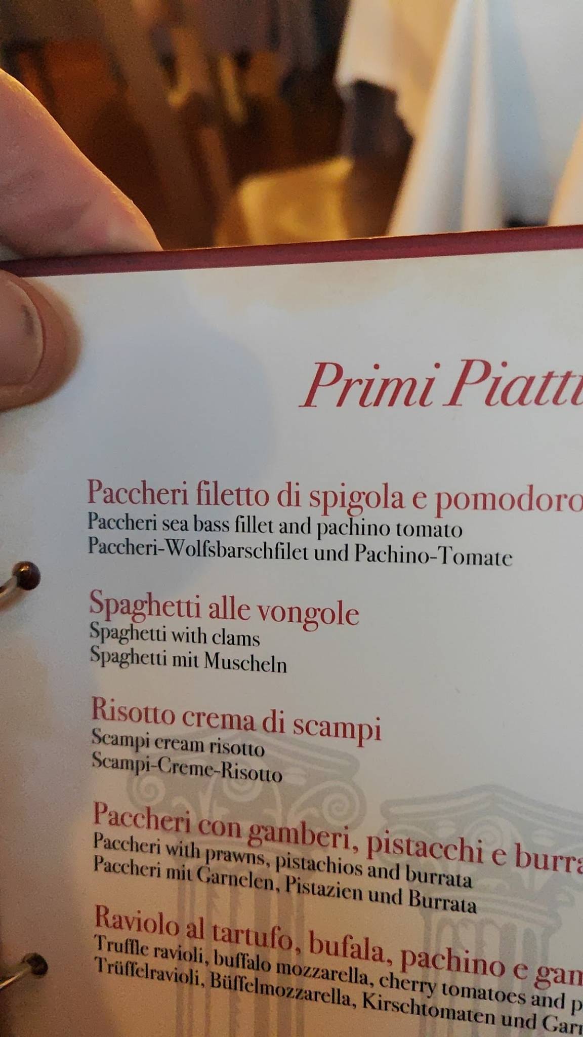 Menu di Ristorante l'Antica Via 