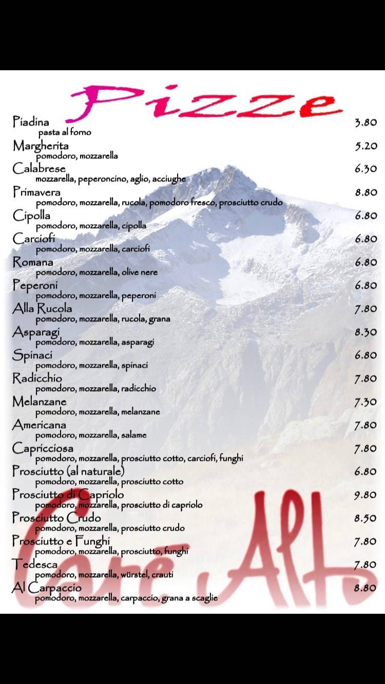 Menu di Carè Alto 