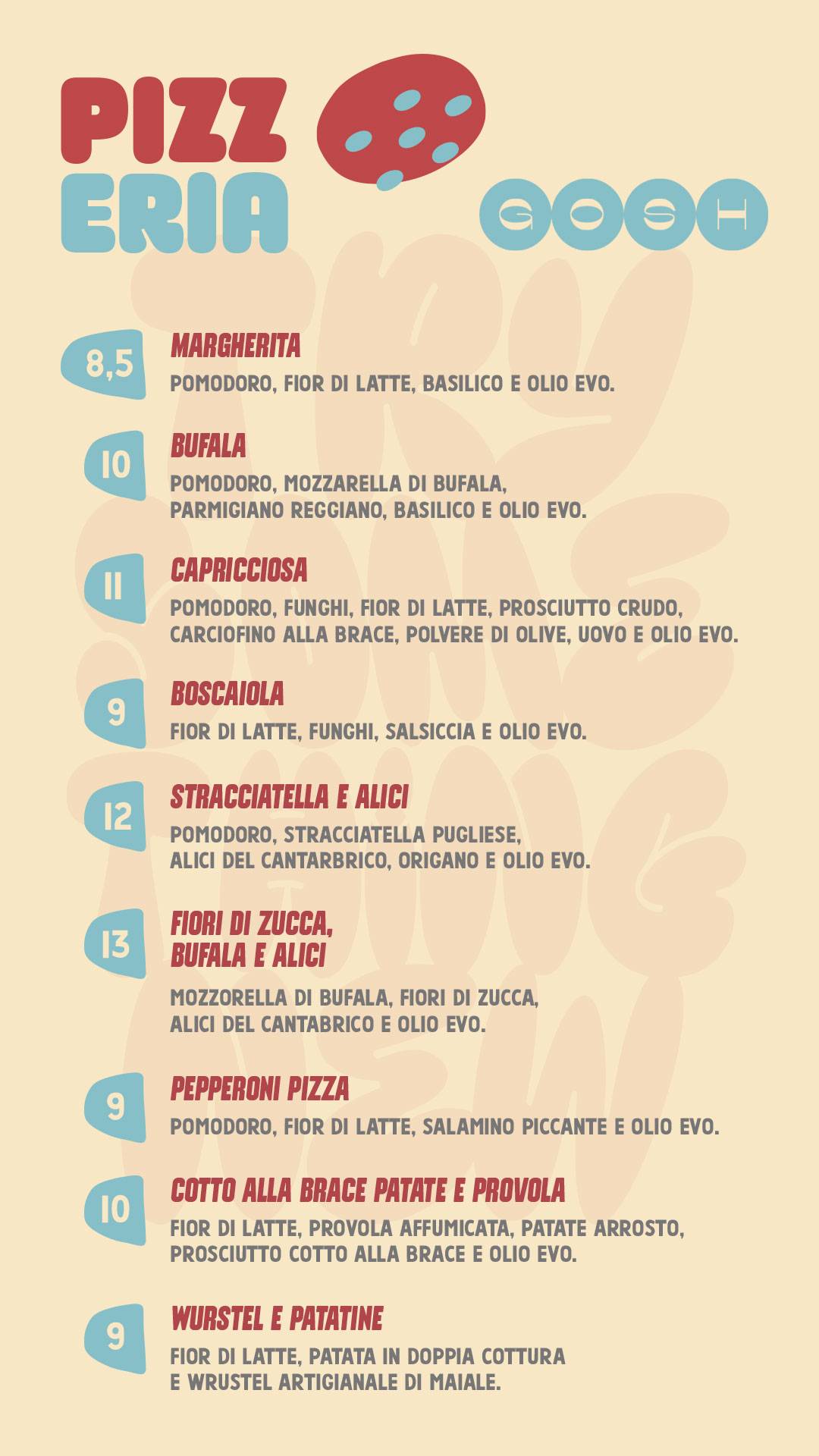 Menu di Gosh. 
