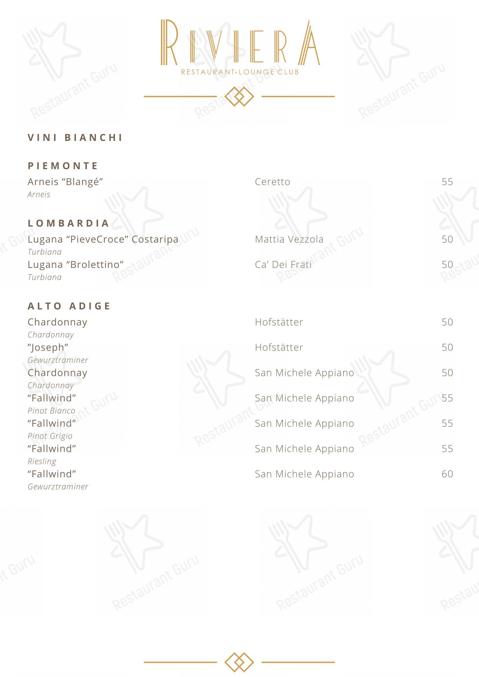 Крафт меню per Riviera Milano Restaurant - Lounge Club in Milano