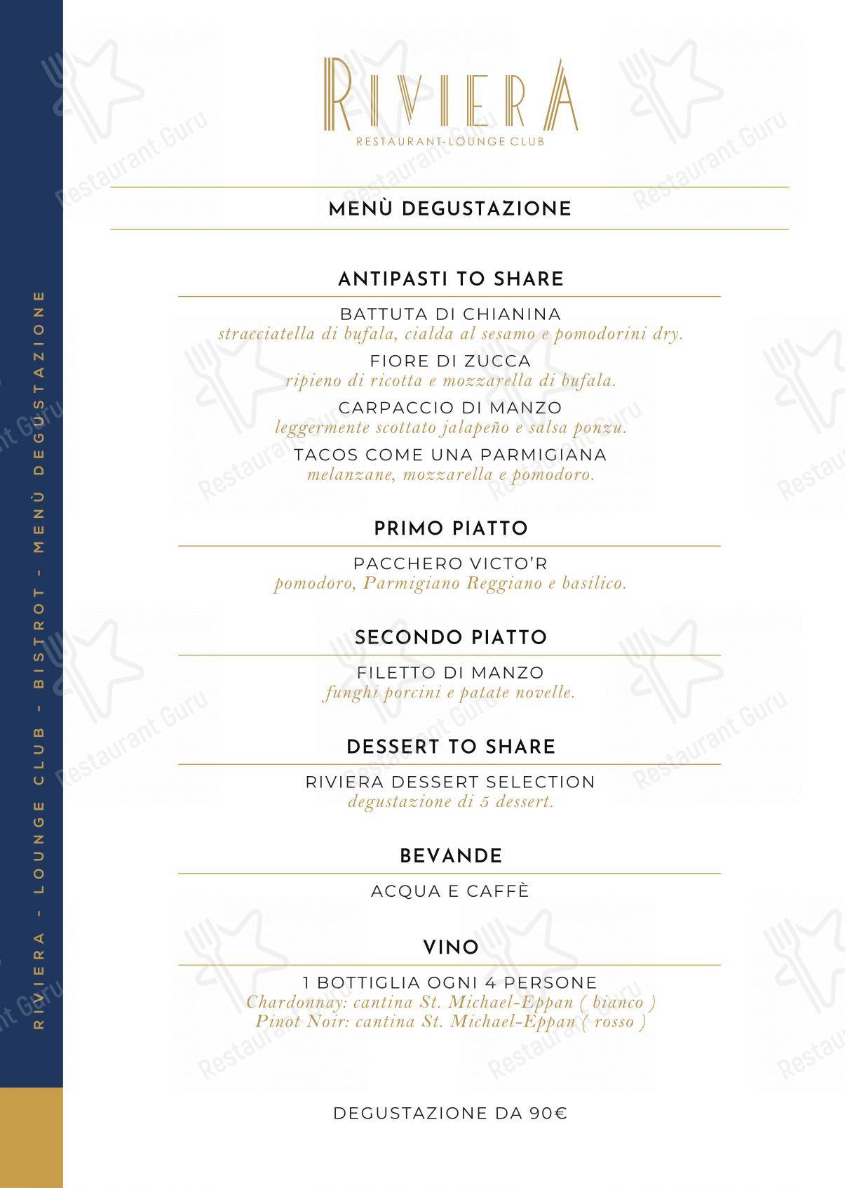Wine Menu per Riviera Milano Restaurant - Lounge Club in Milano