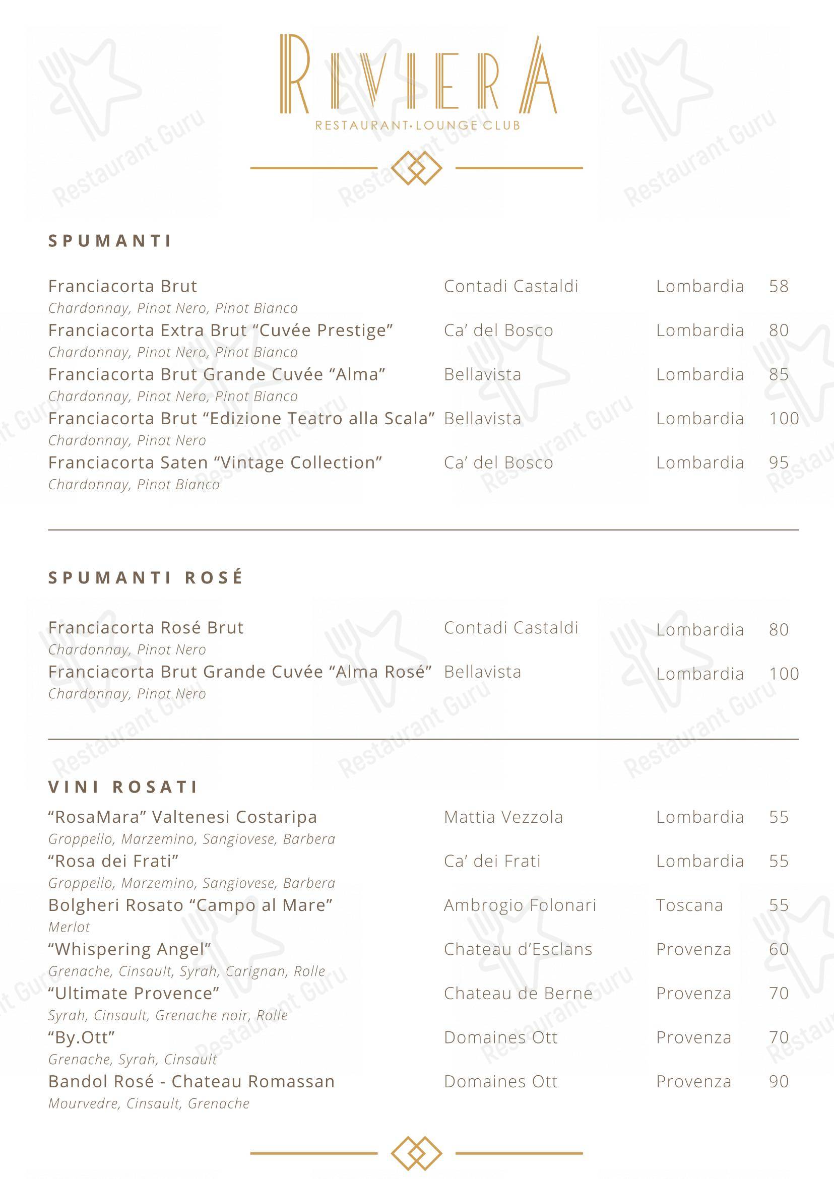 Крафт меню per Riviera Milano Restaurant - Lounge Club in Milano