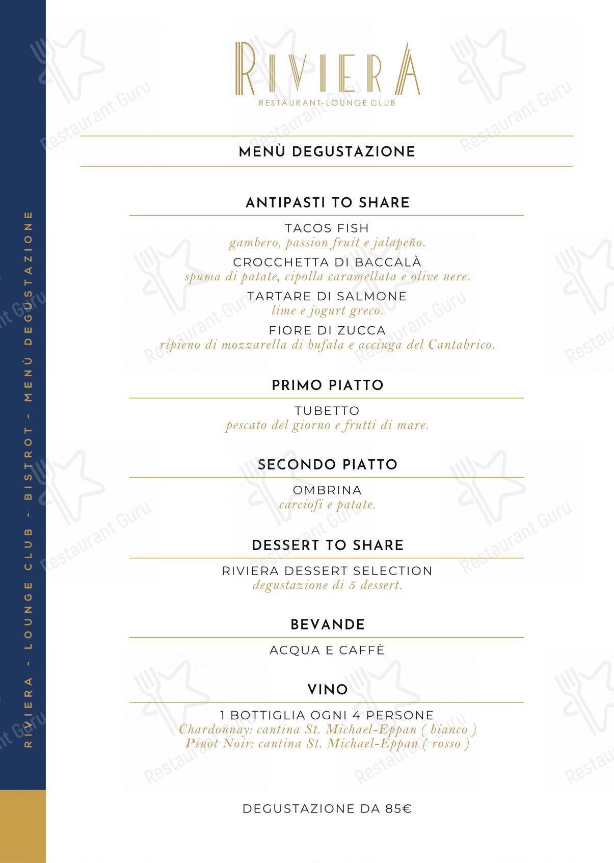 Lunch Menu per Riviera Milano Restaurant - Lounge Club ristorante