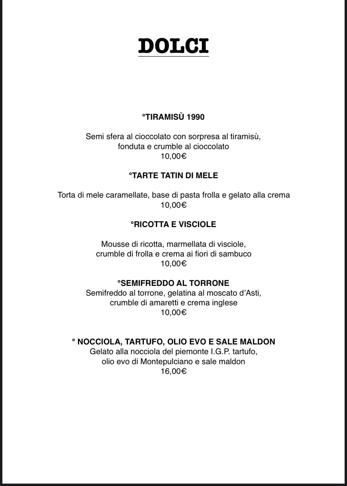 Menu di Accademia del Gusto 1990 