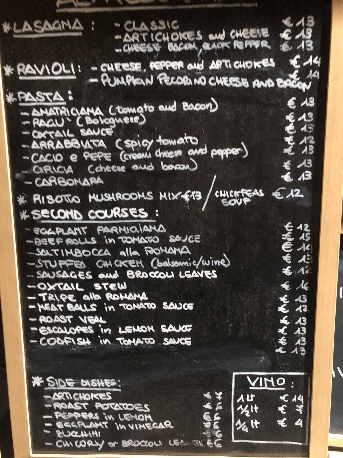 Menu de Alfredo e Ada