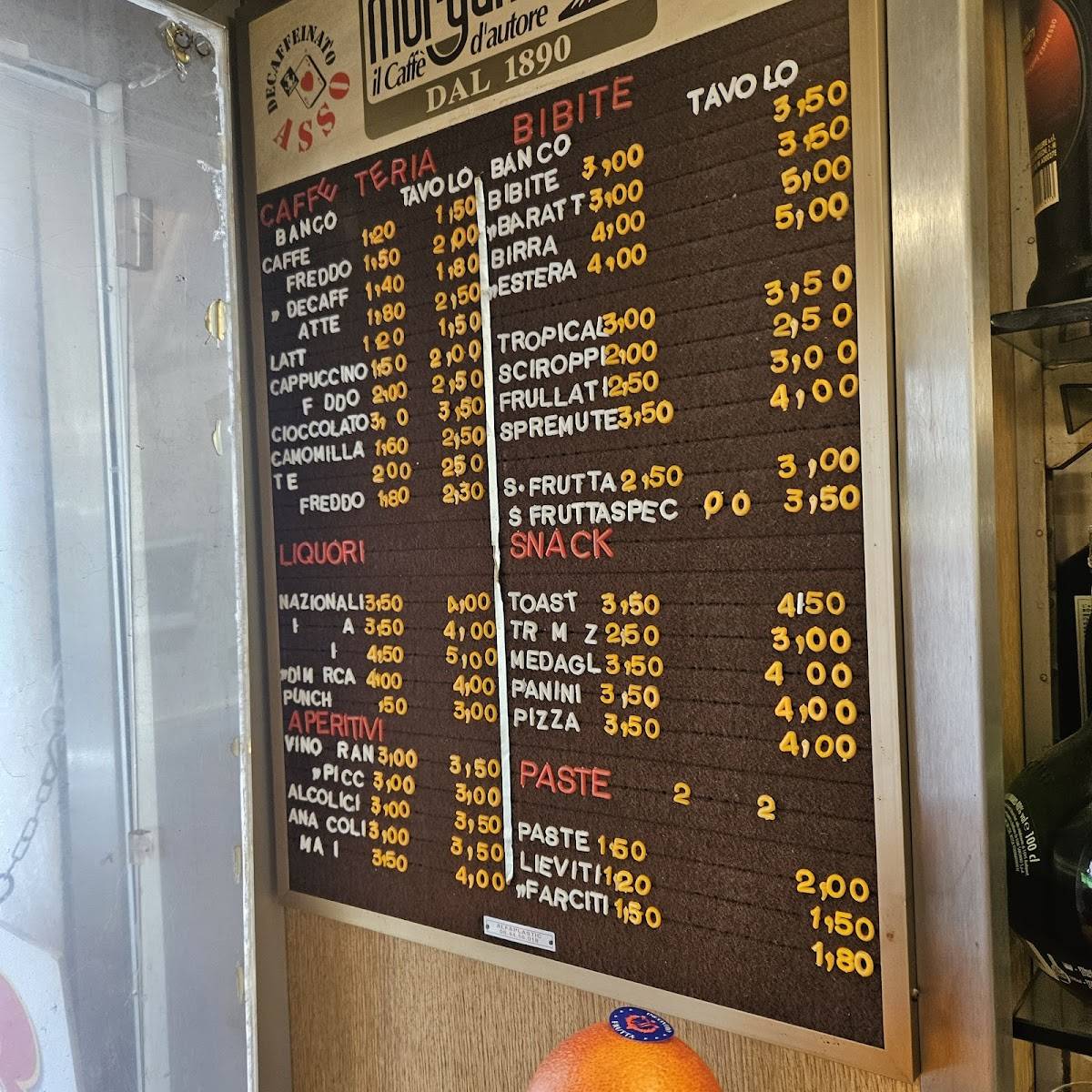Menu de Bar Farnese
