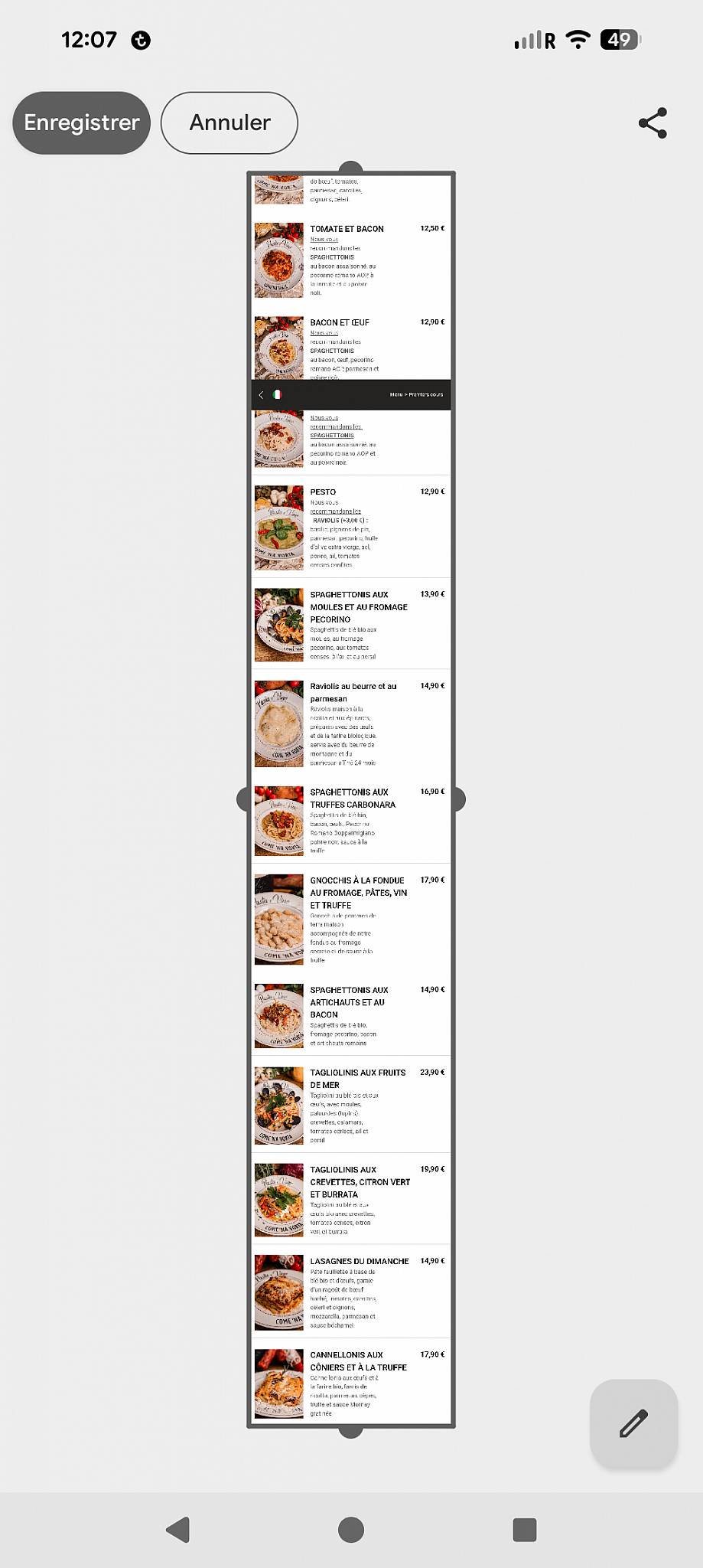 Menu di Come 'na Vorta Pasta e Vino - Palombella 